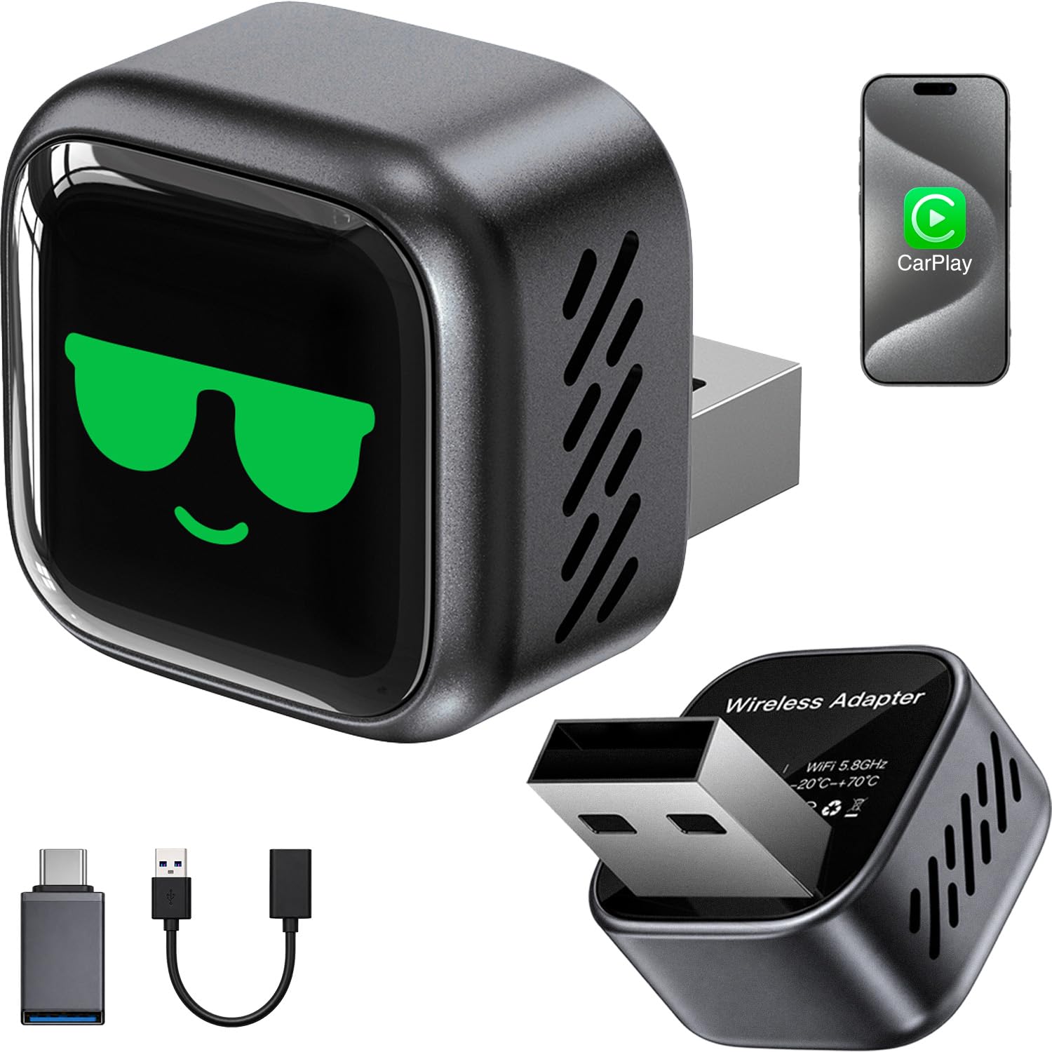 Photo 1 of RISEBEST Wireless CarPlay Adapter - Gunmetal