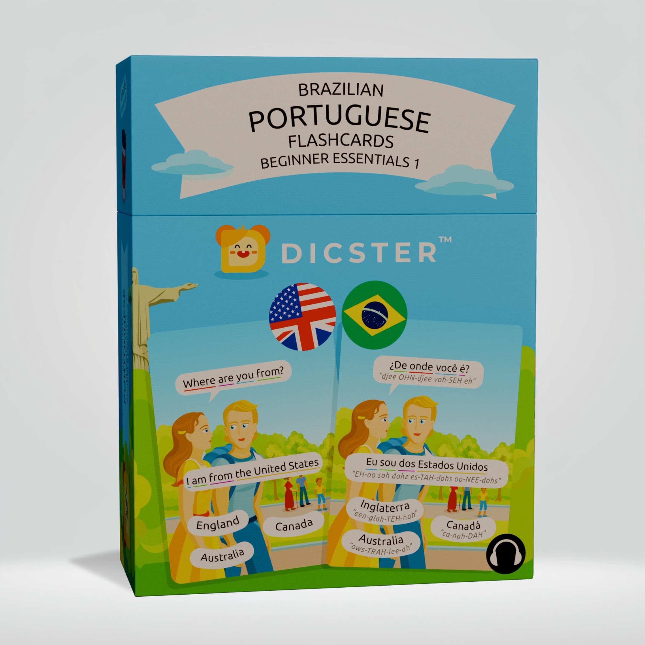 Brazilian Portuguese Flashcards - Beginner Essentials 1: 52 flashcards and 270+ Essential Words & Phrases, Pronunciation Guides, Online Audio, and Illustrations for Students & Travelers