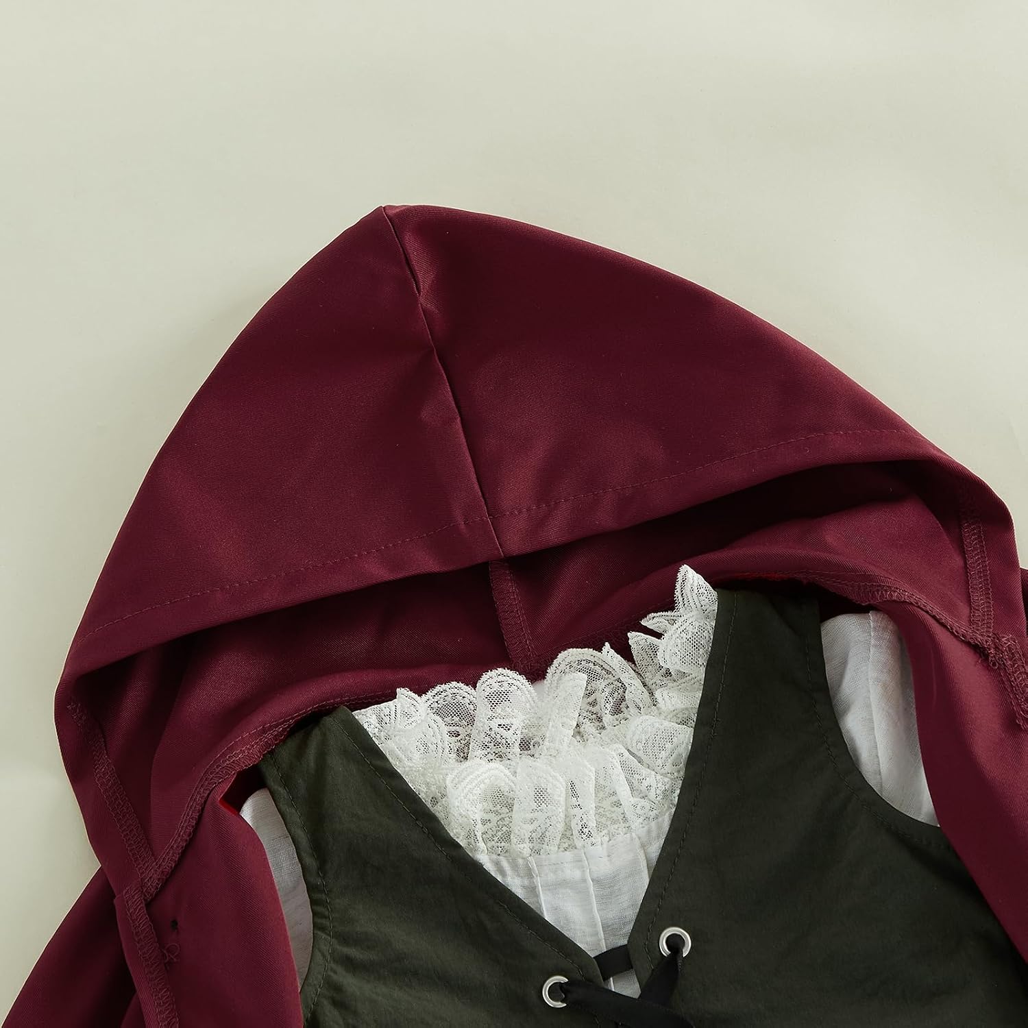 Toddler Girls Halloween Medieval Lace Trim Dress Hooded Cloak Vest Outfits,