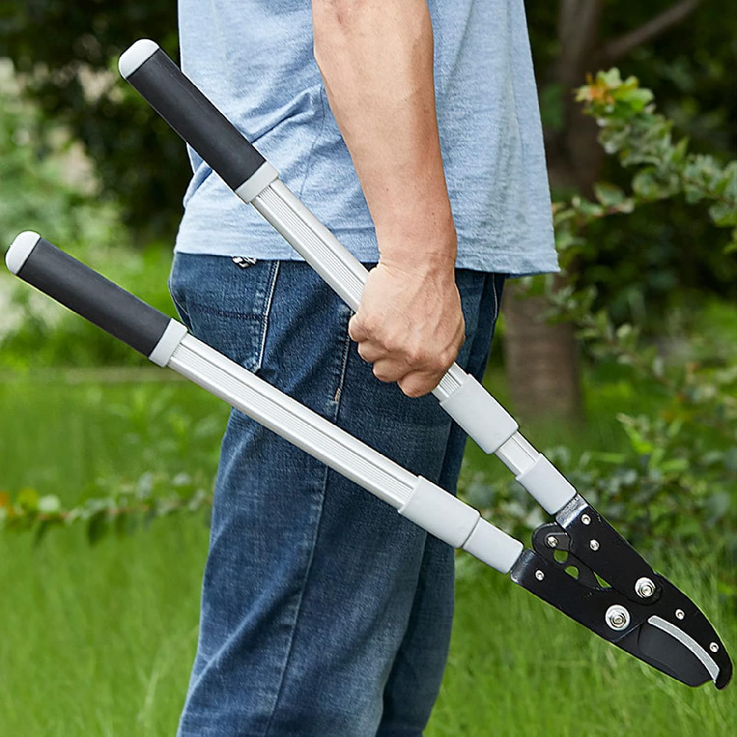 Garden Tools, Extendable Bypass Loppers Heavy Duty, 27-41 ft ft Telescopic Branch Cutter, Effort-Saving Tree Trimmer Garden Shear, Professional Tree Loppers for Gardening, 5Cm Cutting Capacity