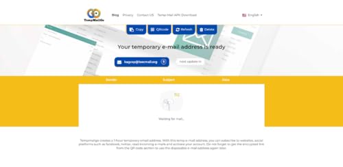 TempMailGo - Temporary creates a 1-hour temporary email address.