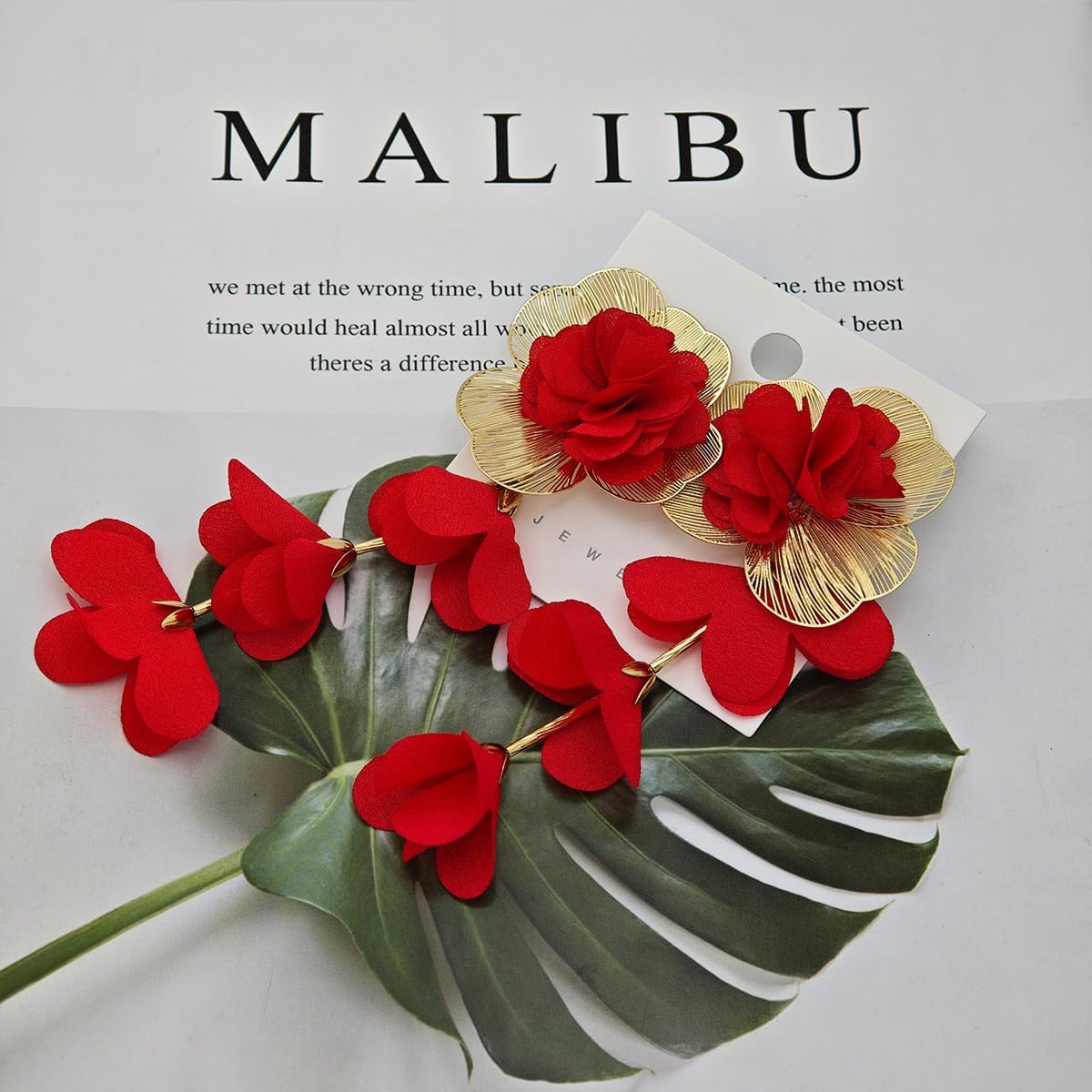 Boho Fabric Flower Earrings for Women Long Tassel Earring Fabric Floral Stud Exaggerated Drop Dangle Big Flower Earrings Y2K Boho Beach Jewelry - Image 6