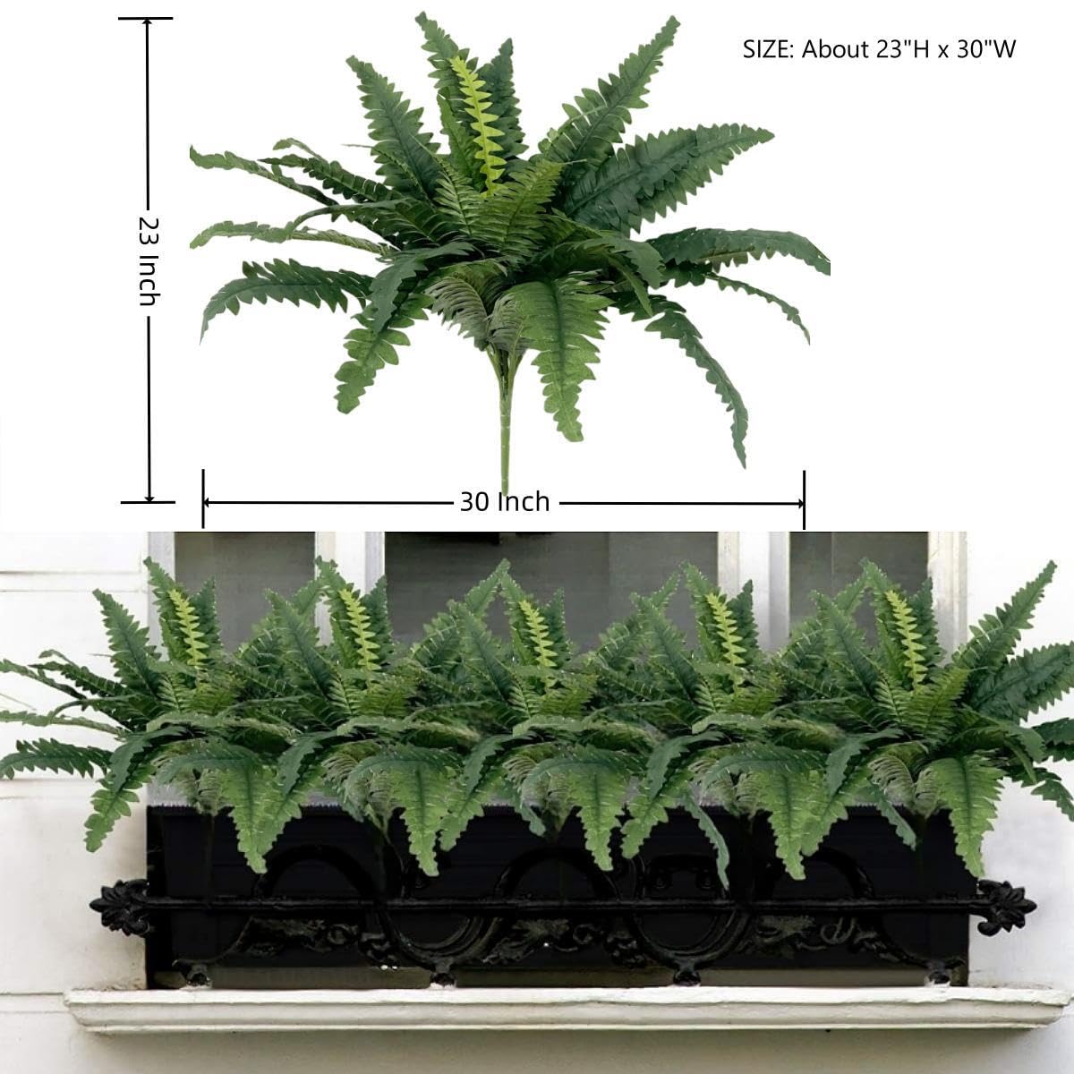 YELIKIT 2PCS Artificial Ferns for Outdoor Large Fake Plants Greenery Artificial Boston Fern UV Resistant Faux Plant Shrubs for Indoor Home Potted Garden Porch Farmhouse Decor - Image 3
