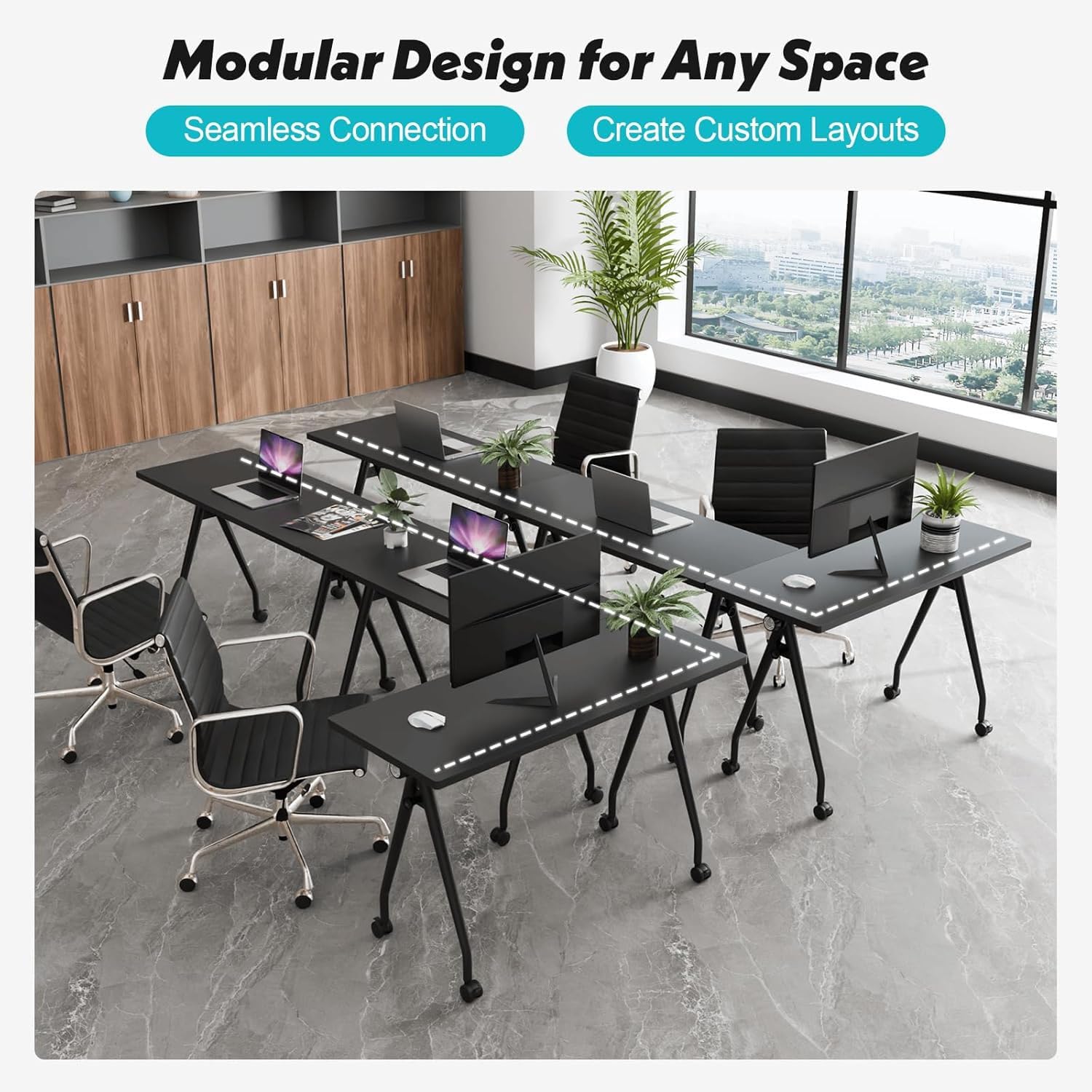 Mesa de conferencias plegable para oficina, formación, seminario, reuniones escolares, tamaño grande, rectangular, diseño libremente combinable