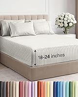 Vista 96 de Juego de sábanas de tamaño California king, transpirables, refrescantes, con esquinas extraprofundas de 18-24 pulgadas, de ajuste fácil