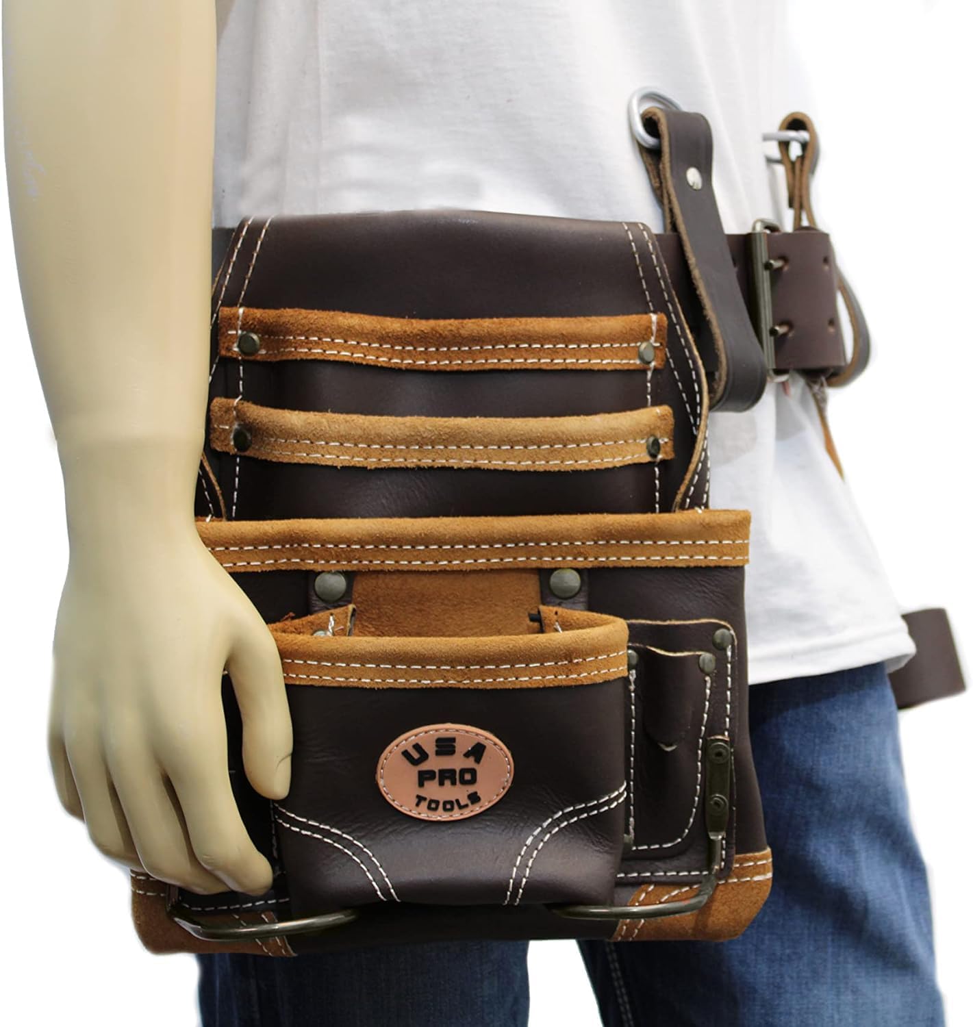 Tool Belt,Leather Tool Rig for Carpenters,Framers,Electricians,Constructors,and Handyman,Adjustable Tool Pouches,SST 1214-1215