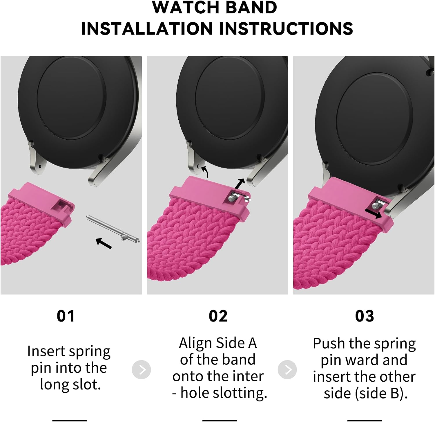 Braided Stretchy Band Compatible with Samsung Galaxy Watch 3 45mm/Galaxy Watch 46mm/Gear S3 Frontier/Venu 3/2/Vivoactive 4/Forerunner 570(47mm), 22mm Elastic Nylon Sport Strap for Men Women image 4