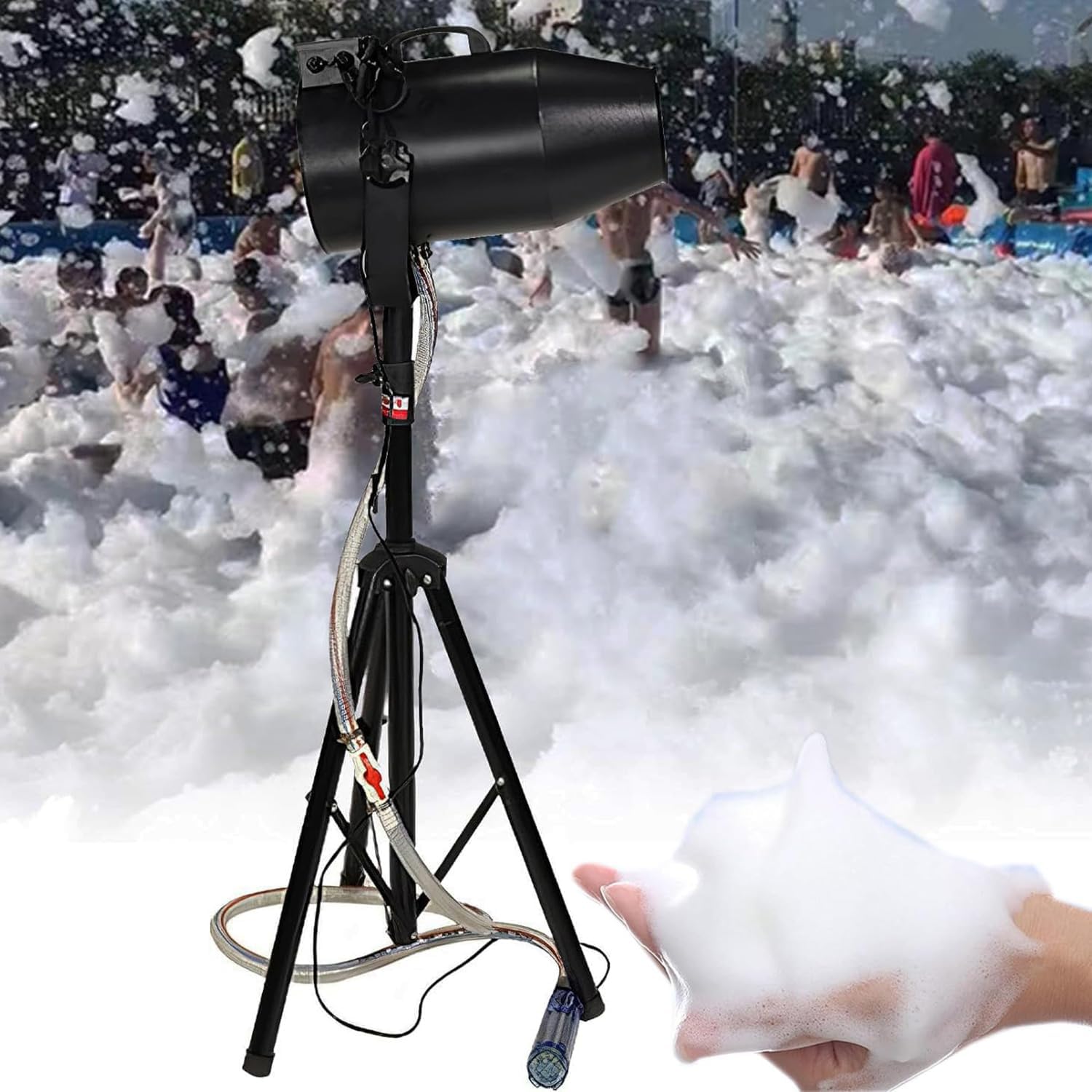 1000W Large Foam Machine, Stage Effect Jet Foam Machin, Angle Adjustable, 6-10m Spray Distance, 80㎡ Area Coverage, for Party Outdoor