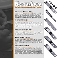 Vista 6 de HolsterSmith - Clip universal de metal para cinturón para hacer fundas, modelo 5, (3 agujeros), color negro táctico