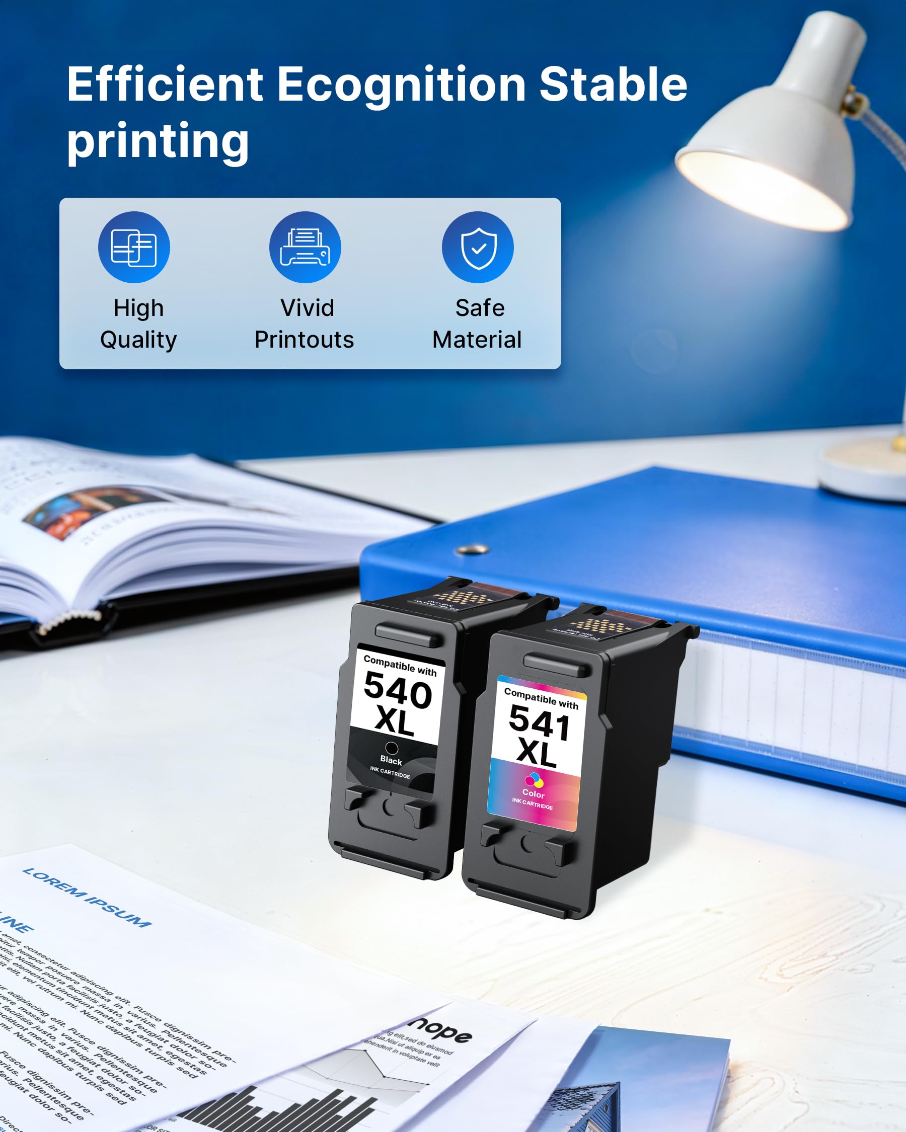 Washope Cartouche 540 et 541 Remplacement pour Canon 540 541 XL PG-540XL CL-541XL Encre Compatibles pour Canon PIXMA MG3650s MX475 MG3600 MG3650 MG3550 MG4250 TS5150 Multifonction imprimante