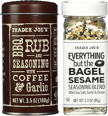 Trader Joe's Set of 2 - Everything but the Bagel Sesame Seasoning Blend 2.3 oz and BBQ Rub and Seasoning with Coffee & Gar...