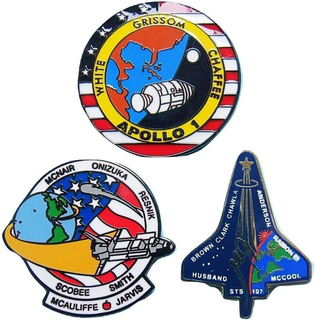 NASA Fallen Heroes Official Pin Set - Apollo 1 / STS-51L / STS-107 Space Shuttle
