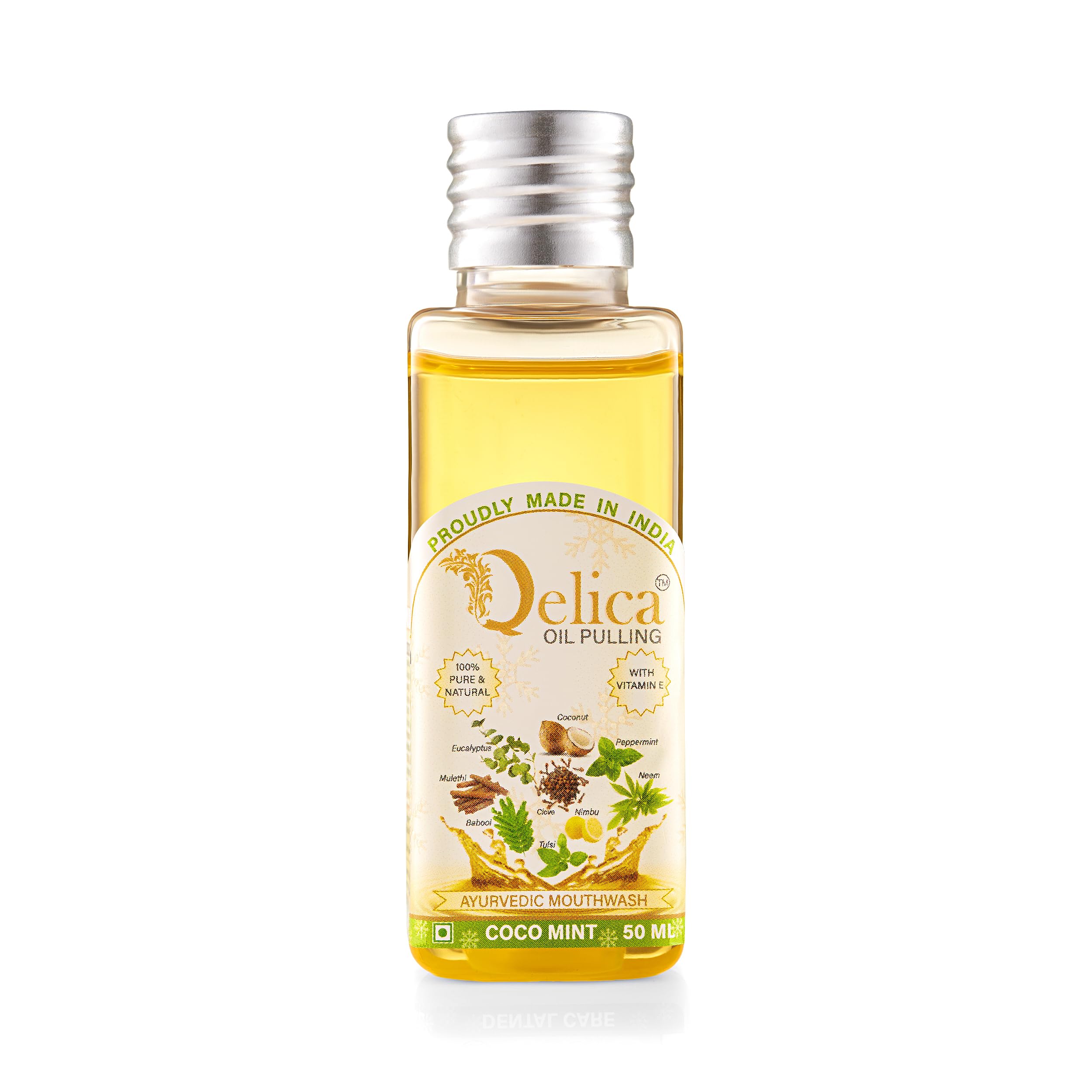 Qelica Oil Pulling Ayurvedic Mouthwash with Vitamin-e For Healthy Teeth Whitening & Gums, Bad Breath, Oral Hygiene, Fresh Breath, Detoxification, Oral & Dental Care | Coco Mint 50ML (B0CHP69XCJ) Amazon Price History, Amazon Price Tracker