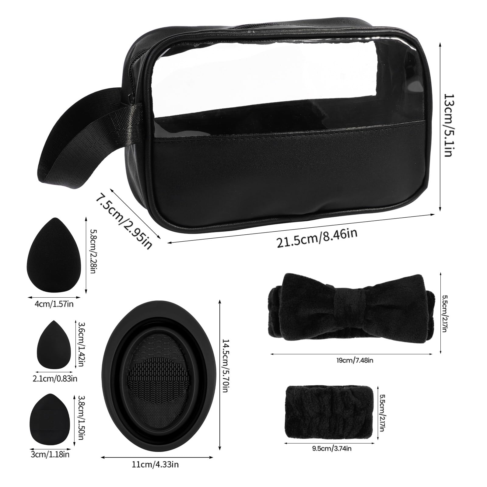 MAANGE Set di 42 pennelli da trucco, set completo di pennelli per trucco, 5 prodotti inclusi per fondotinta, ombretto, correttore, ombretto, set di pennelli per trucco, nero