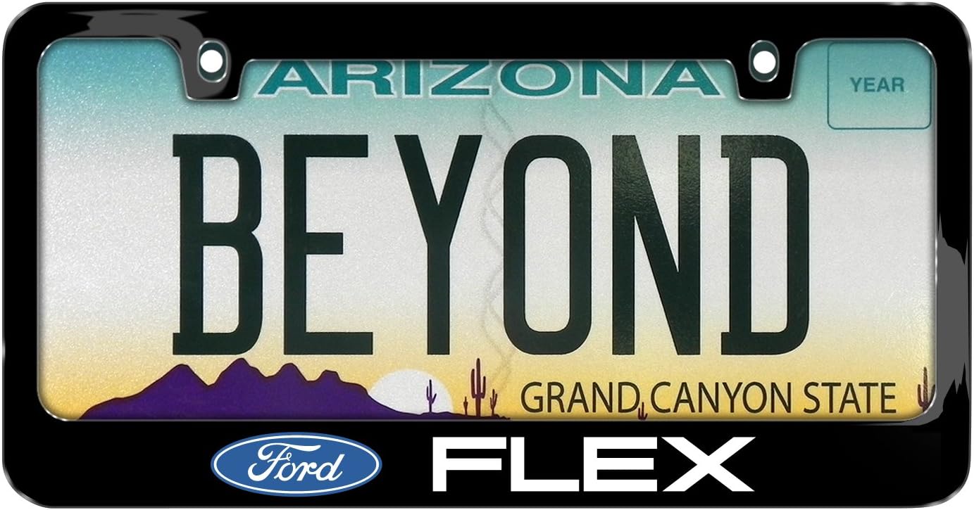 iPick Image for Ford Flex UV-LED Printed American-Made Black Metal License Plate Frame
