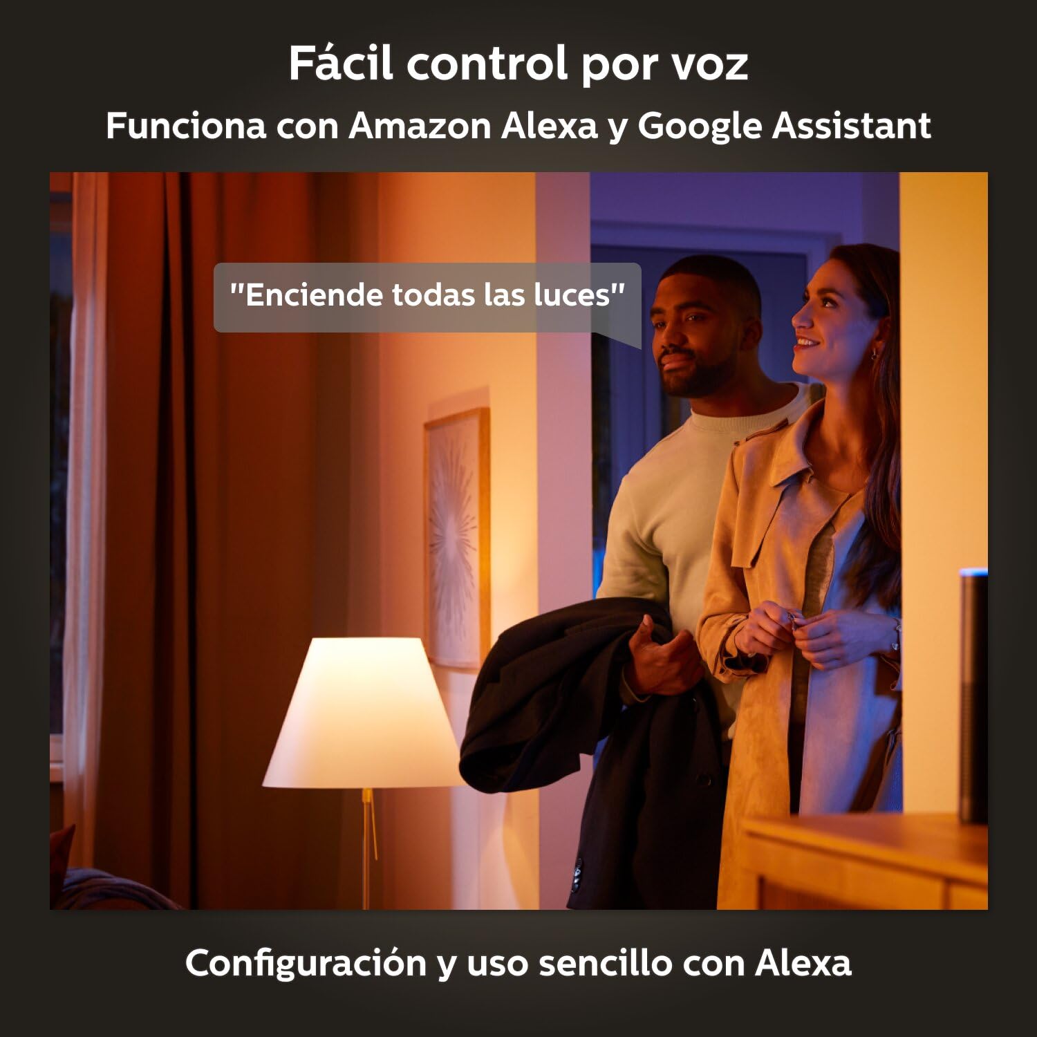 Philips Hue - Bombilla Inteligente, GU10, Luz Blanca y de Colores, 5. 7W, Compatible con Alexa y Google Home - Pack de 3 Bombillas LED inteligentes + Botón Inteligente + Hue Bridge