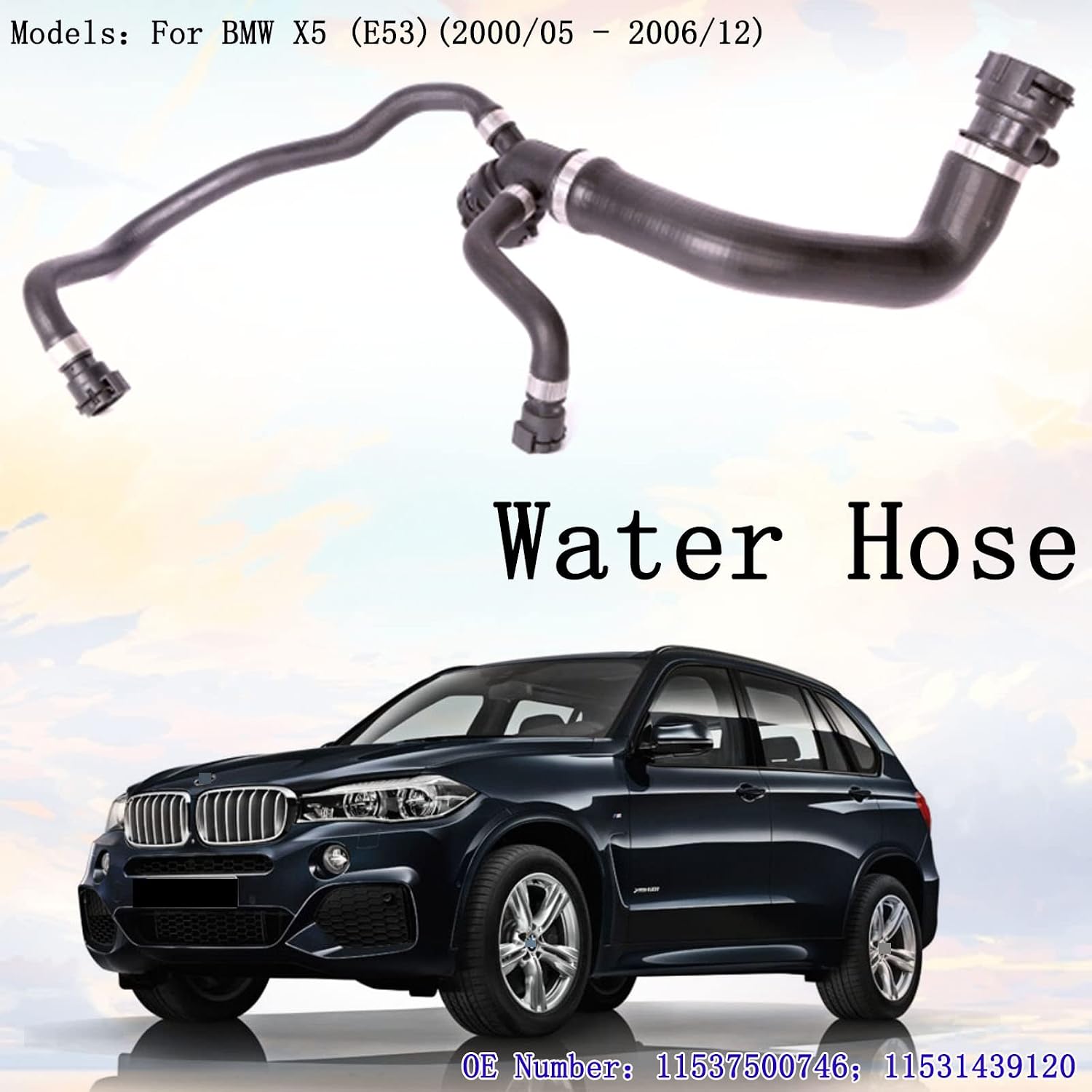 Radiator Coolant Water Hose Pipe Upper Left for BMW E53 X5 4.4i 4.6is 2001 2002 2003 2004 2005 2006 11537500746 11531439120