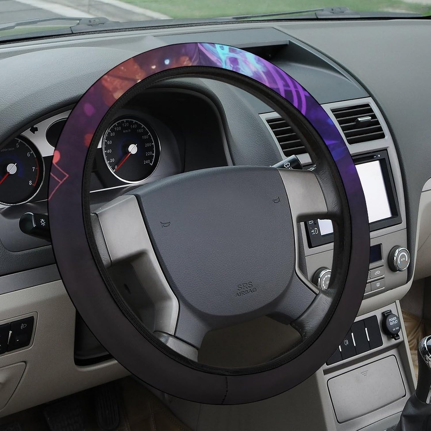 Car Steering Wheel CoverColorful Galaxy Music Note Printed Cute Steering Wheel Cover Car Accessories Car Decor Universal 15 Inch Anti-Slip Sweat Absorption Car Interior Accessories for Most Cars image 4