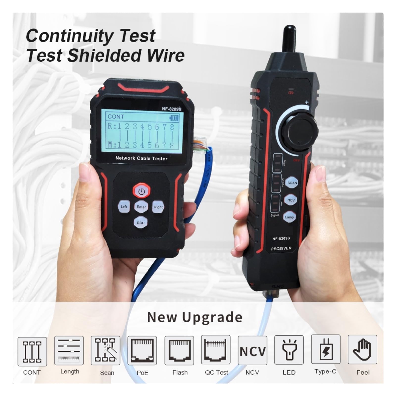 Netzwerkkabel-Tracer LAN-Messtester Netzwerk-Tools LCD-Display Gemessene Länge Schaltplan-Tester Kabel-Tracer Leicht Und Tragbar