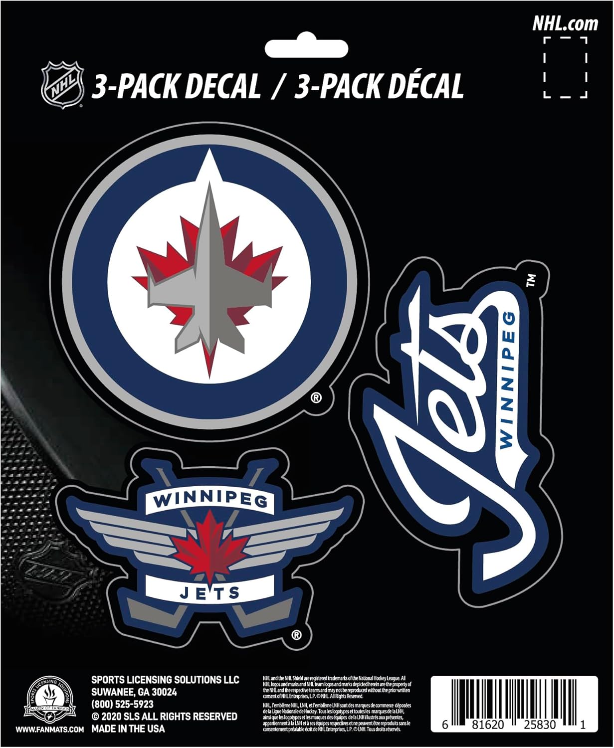 NHL Winnipeg Jets Team Decal, 3-Pack, Blue