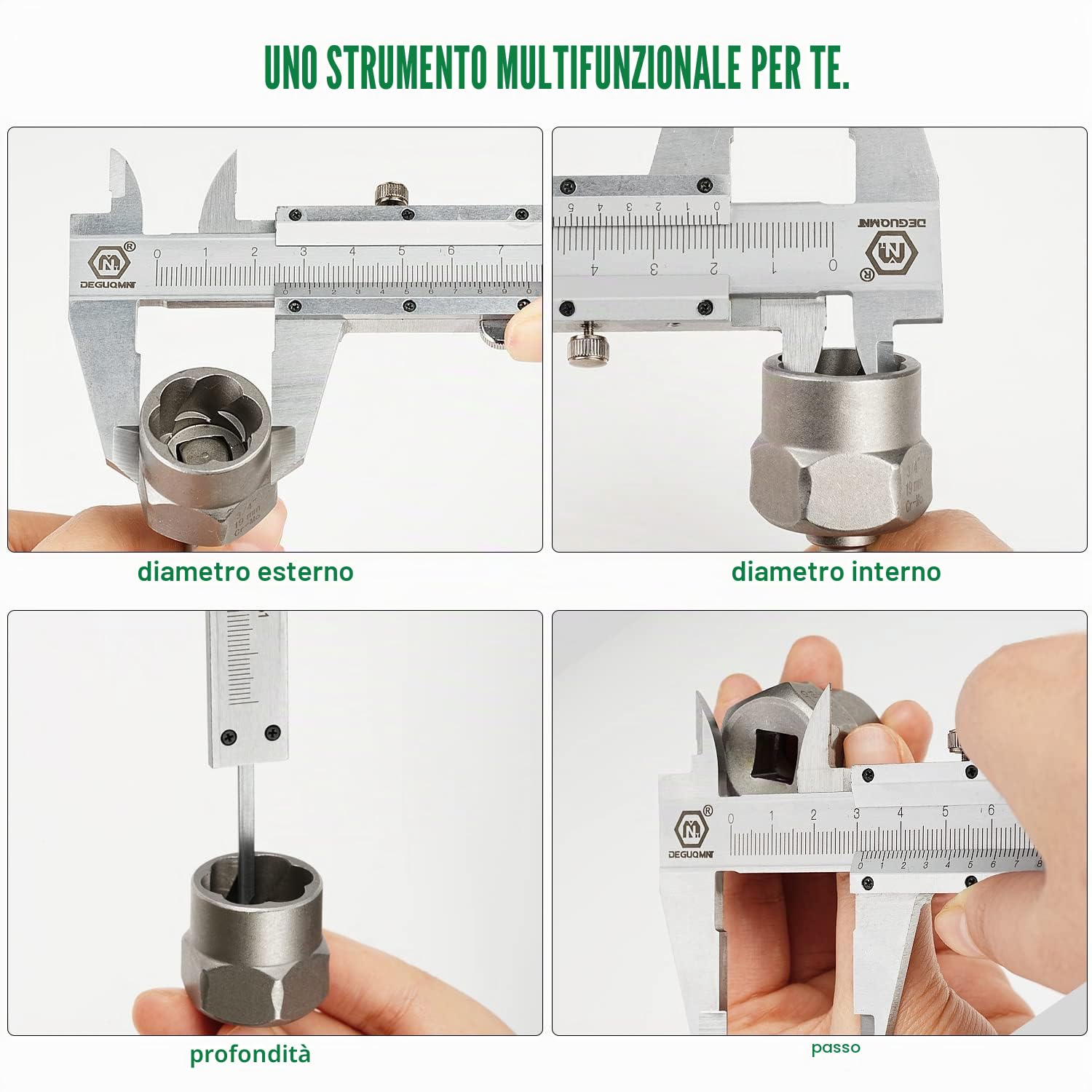 Calibro a Corsoio 150 mm 6" in Acciaio Inox Micrometro, i Calibri Scorrono Agevolmente e Sono Altamente Precisi per le Misurazioni in Casa, Nel Fai-Da-Te o a Livello Professionale