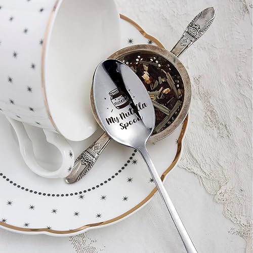 Miniatura 3 de My Nutella Spoon - Cuchara divertida de acero inoxidable grabada cuchara de café de mango largo cuchara de helado de postre para amantes de Nutella