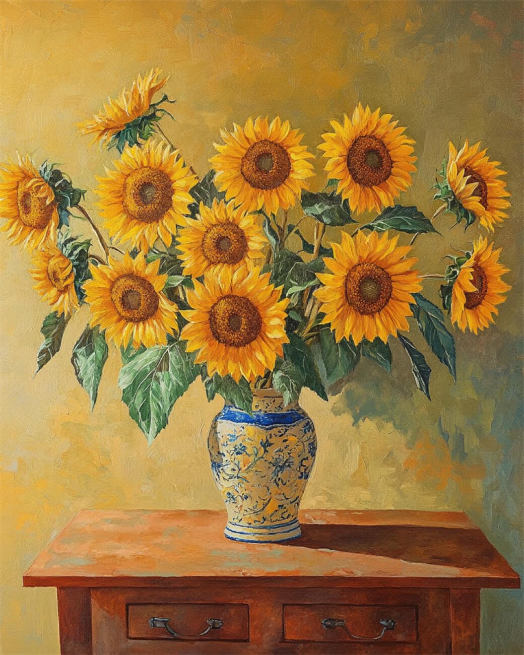 RKFLGEW DIY Seed Bead Embroidery Kits Sunflowers in A Vase 30x40cm