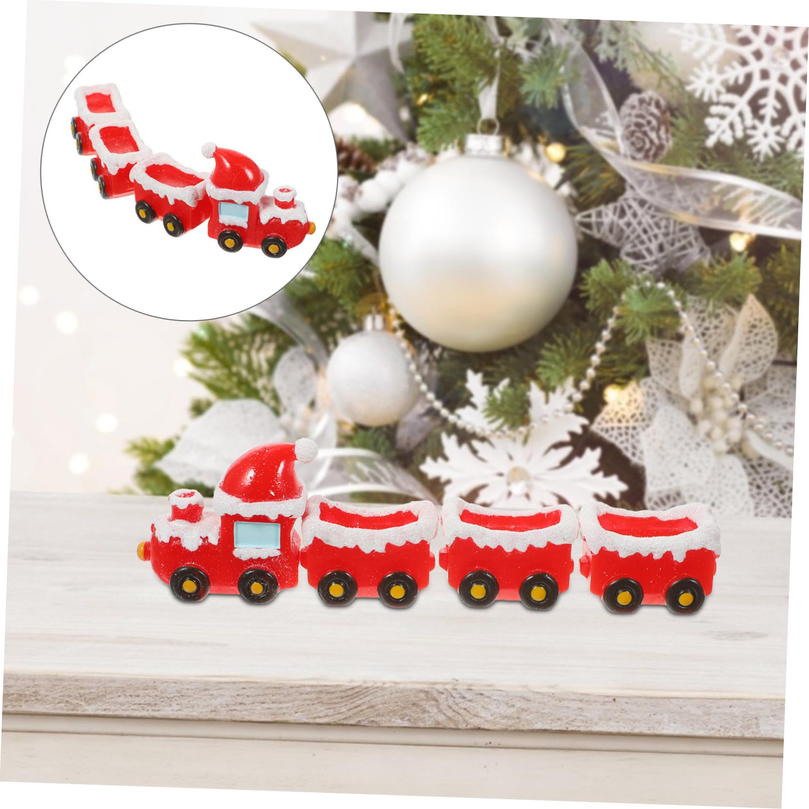 ULTECHNOVO 5 Juegos Adornos De Tren De Navidad Decoración Navideña Decoraciones Navideñas Mini Pueblo Navideño Natividad Decoraciones De Navidad Adornos De Navidad Mini Figura Resina
