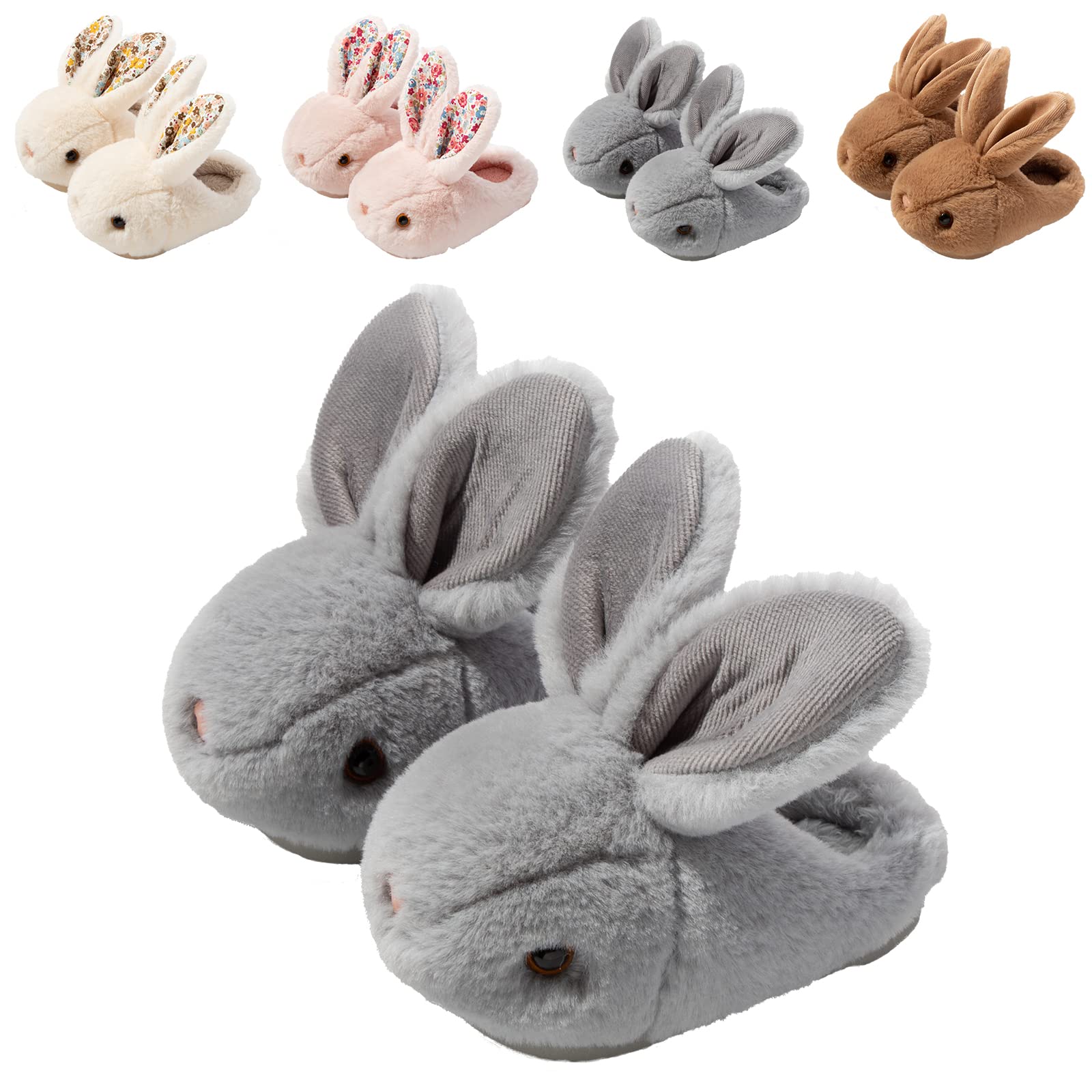 Nasogetch Chaussons Enfant Lapin Mignon Hiver - Peluche Douce Antidérapante Garçon Fille