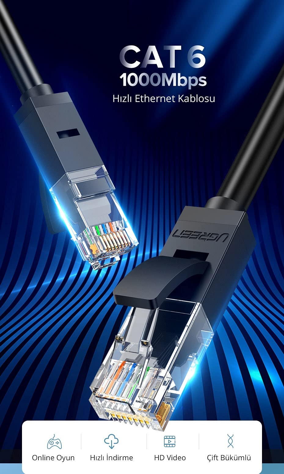 Ugreen USB 2.0 A Male to mini 5 pin male cable 2m black