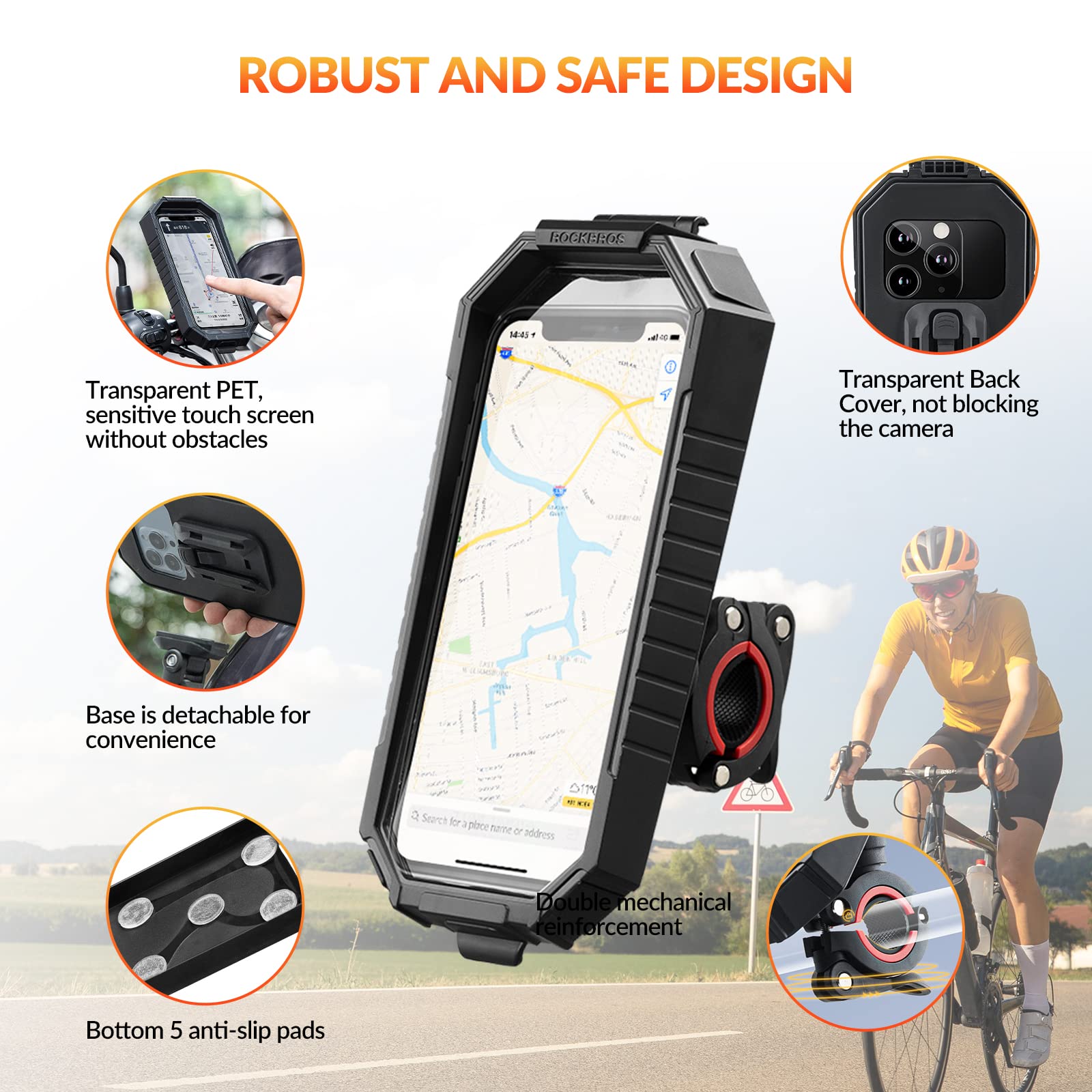 Support Telephone Moto Velo Coque Entierement Etanche Valable Pour Les Smartphones Jusqu'a 7,5" Porte Telephone Velo Moto Support Téléphone Moto Velo
