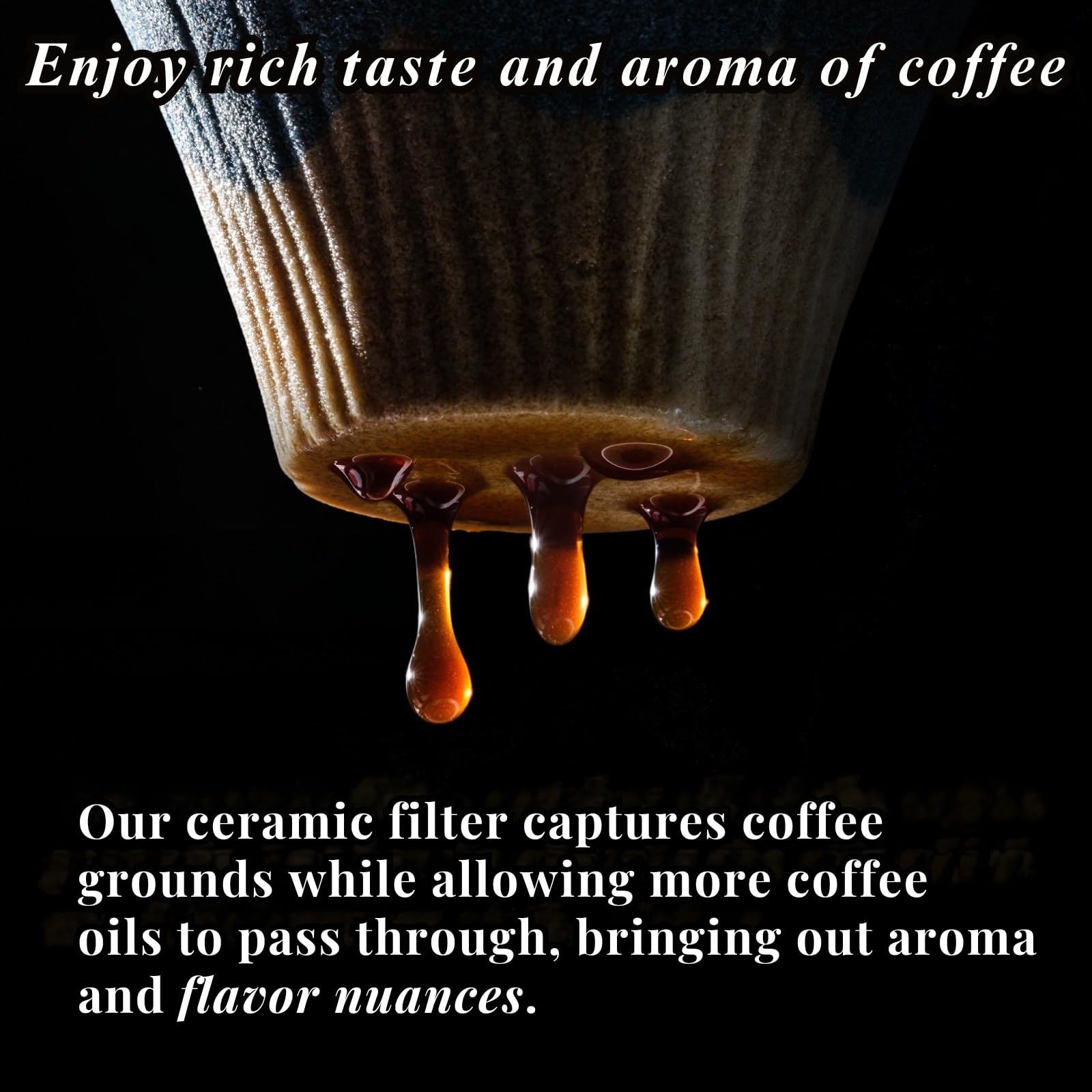 Gocciolatore In Ceramica Fuji Per Caffè 2 In 1 | Filtro Permanente Senza Carta | Fatto In Giappone, Blu