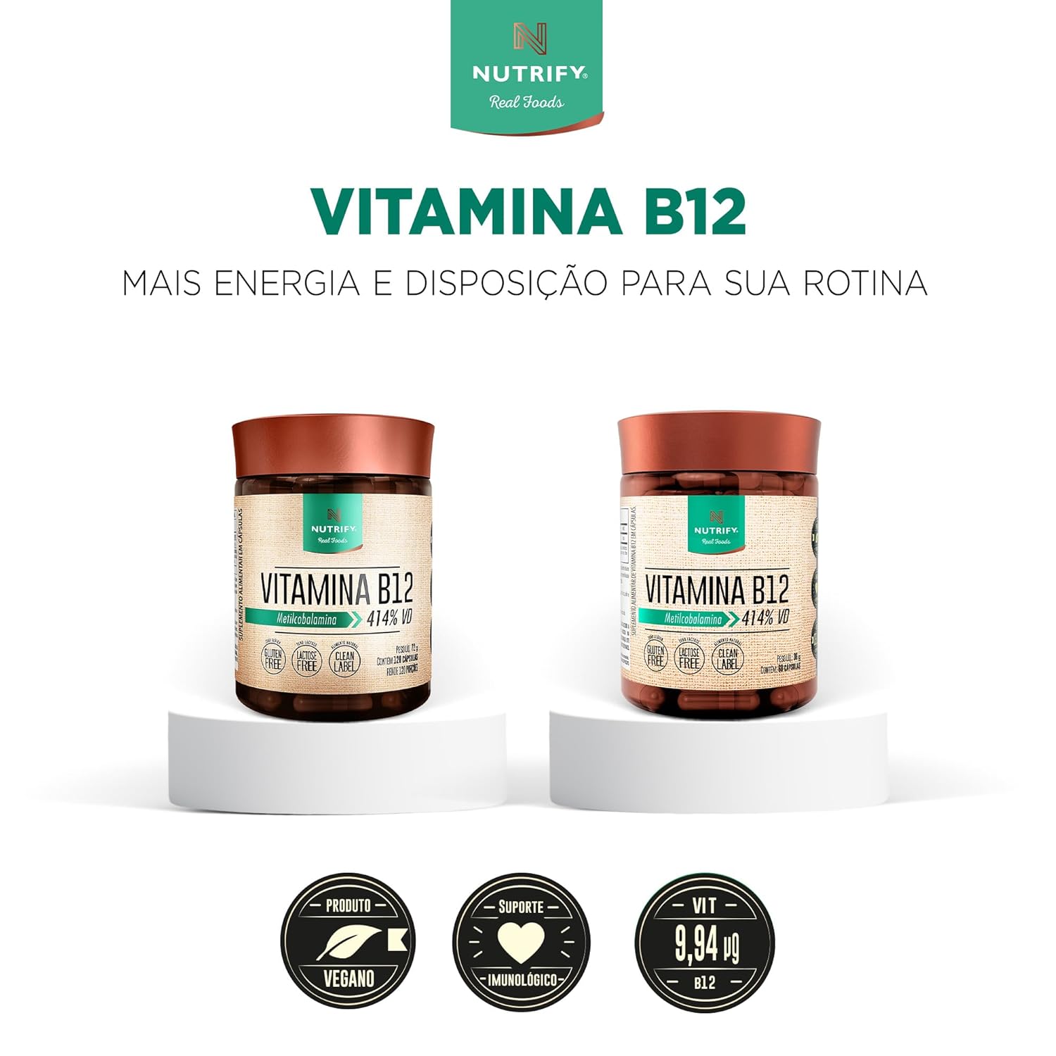 Nutrify – Vitamina B12 – Metilcobalamina 414% VD – Multivitamínico – Suplemento Alimentar para o Metabolismo Energético – Vegano e Livre de Aditivos Artificiais – 60 Cápsulas em promoção! Veja a oferta e mais achadinhos de Vitaminas & Suplementos 7 Hoje é o melhor dia para comprar Nutrify – Vitamina B12 – Metilcobalamina 414% VD – Multivitamínico – Suplemento Alimentar para o Metabolismo Energético – Vegano e Livre de Aditivos Artificiais – 60 Cápsulas com aquele preço maroto! Promoção! Aproveite a oferta! 7