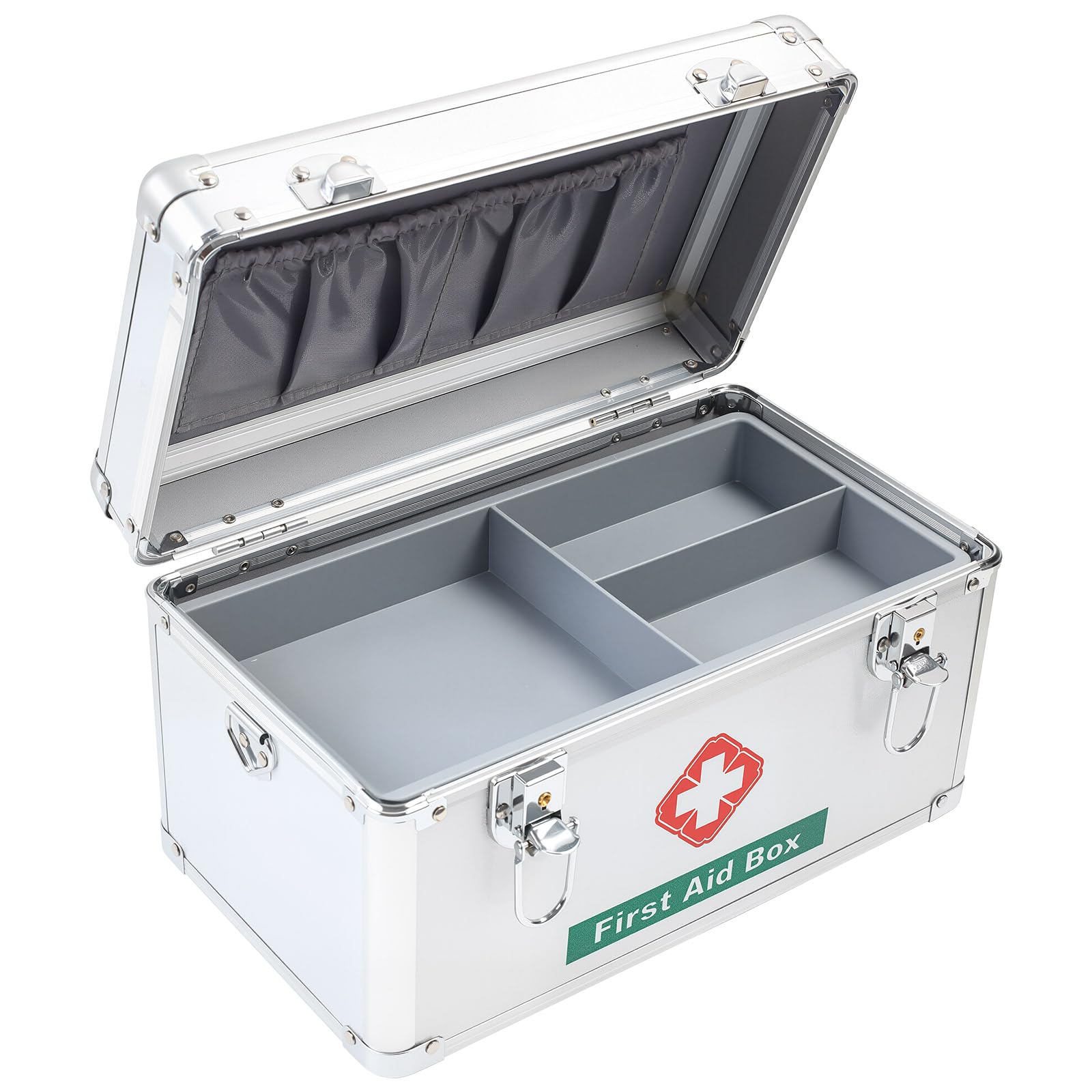 Werschließbare Medikamentenbox, Abschließbare Medizinbox Aufbewahrungsbox mit Tragegriff & Tragegurt 36.5 x 24 x 22 cm, Medikamenten Aufbewahrung Erste Hilfe Koffer für Haus Schule Krankenhaus