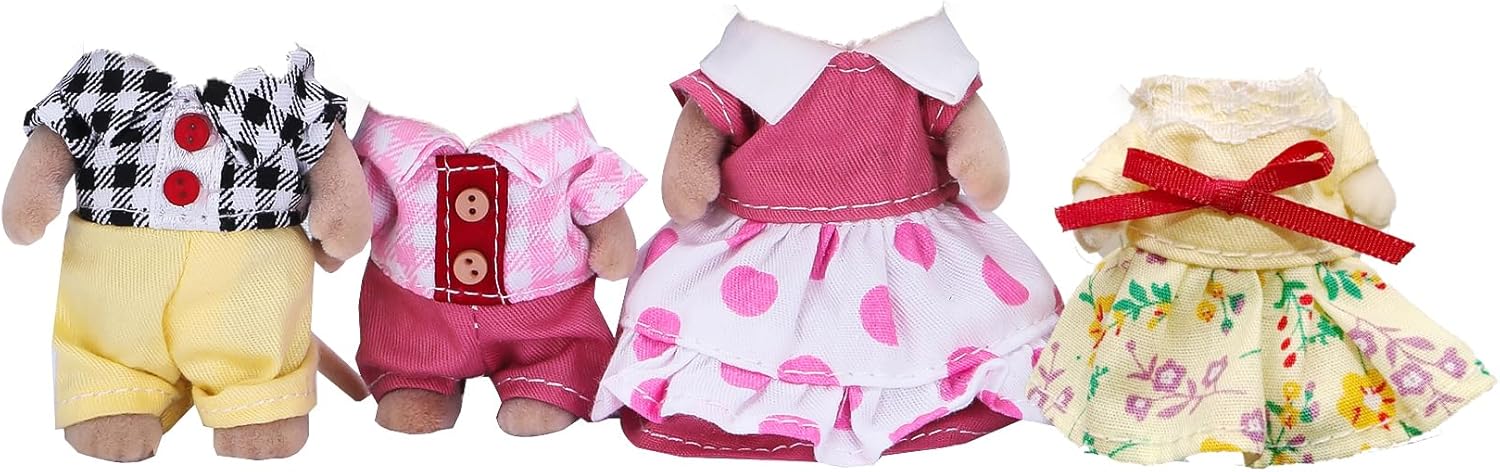 E-TING Family Set, Sweet Mother-Daughter Cool Father-Son Family Dress Up Set for 3-Inch and 2.25-inch Figure Town Series