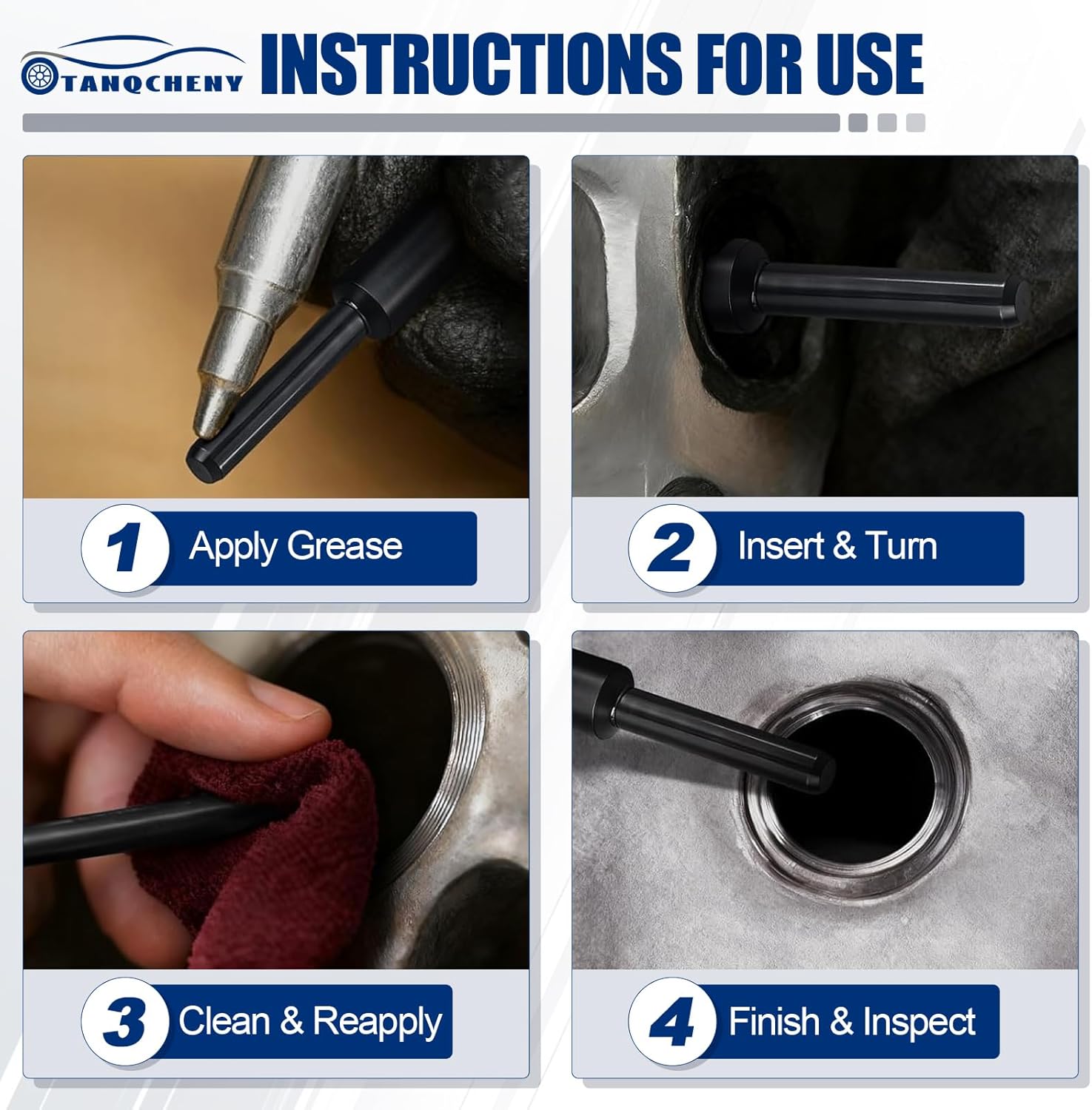 GM-52074 Glow Plug Bore Reamer Tool Compatible with Duramax 6.6L 3.0L 2.8L Engines, EN-52074 OTC-7223 Carbon Buildup Removal & Thread Cleaning