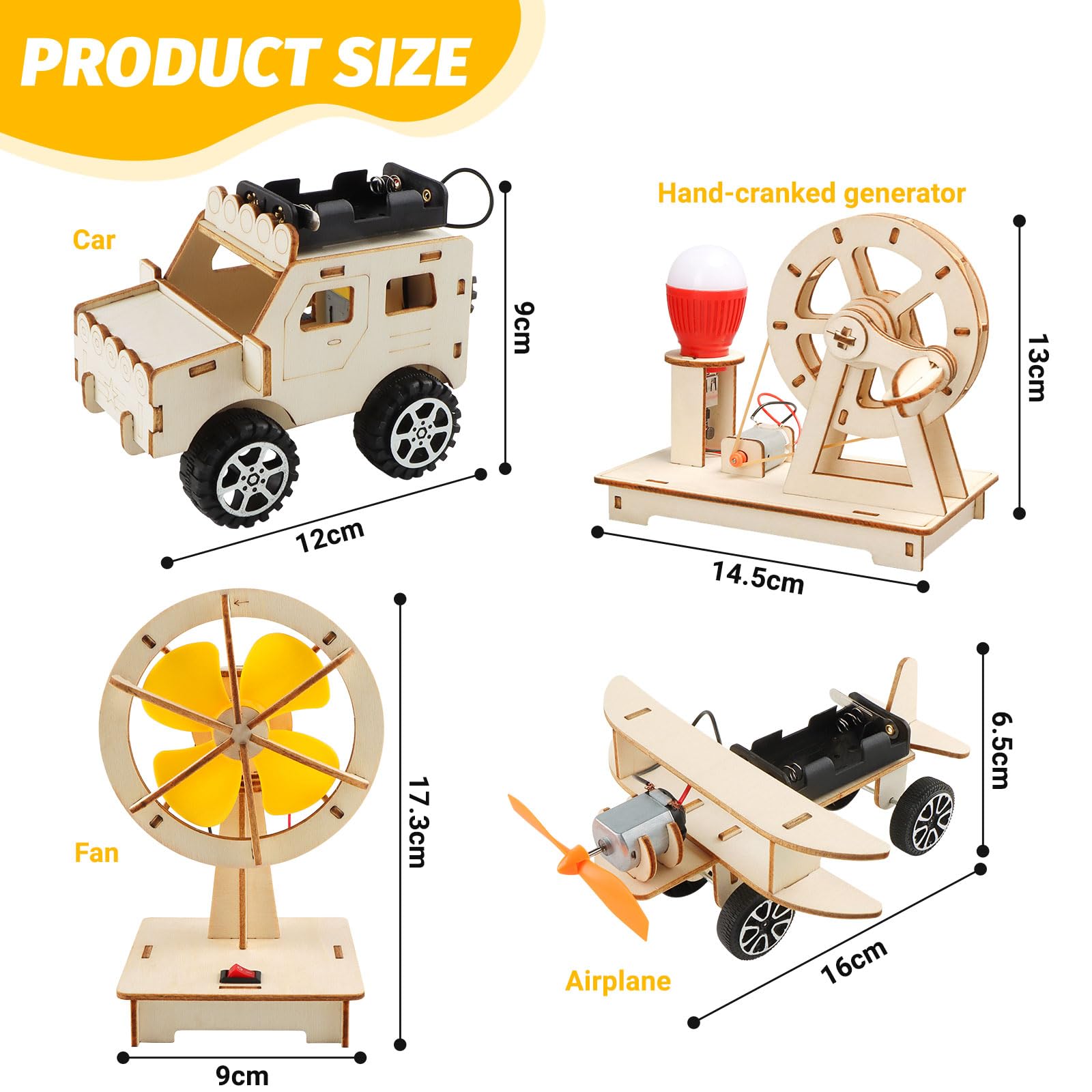 4 experimentos electrónicos para niños a partir de 8 años, juego de construcción de madera, juego de construcción de rompecabezas en 3D, caja de construcción electrónica DIY STEM