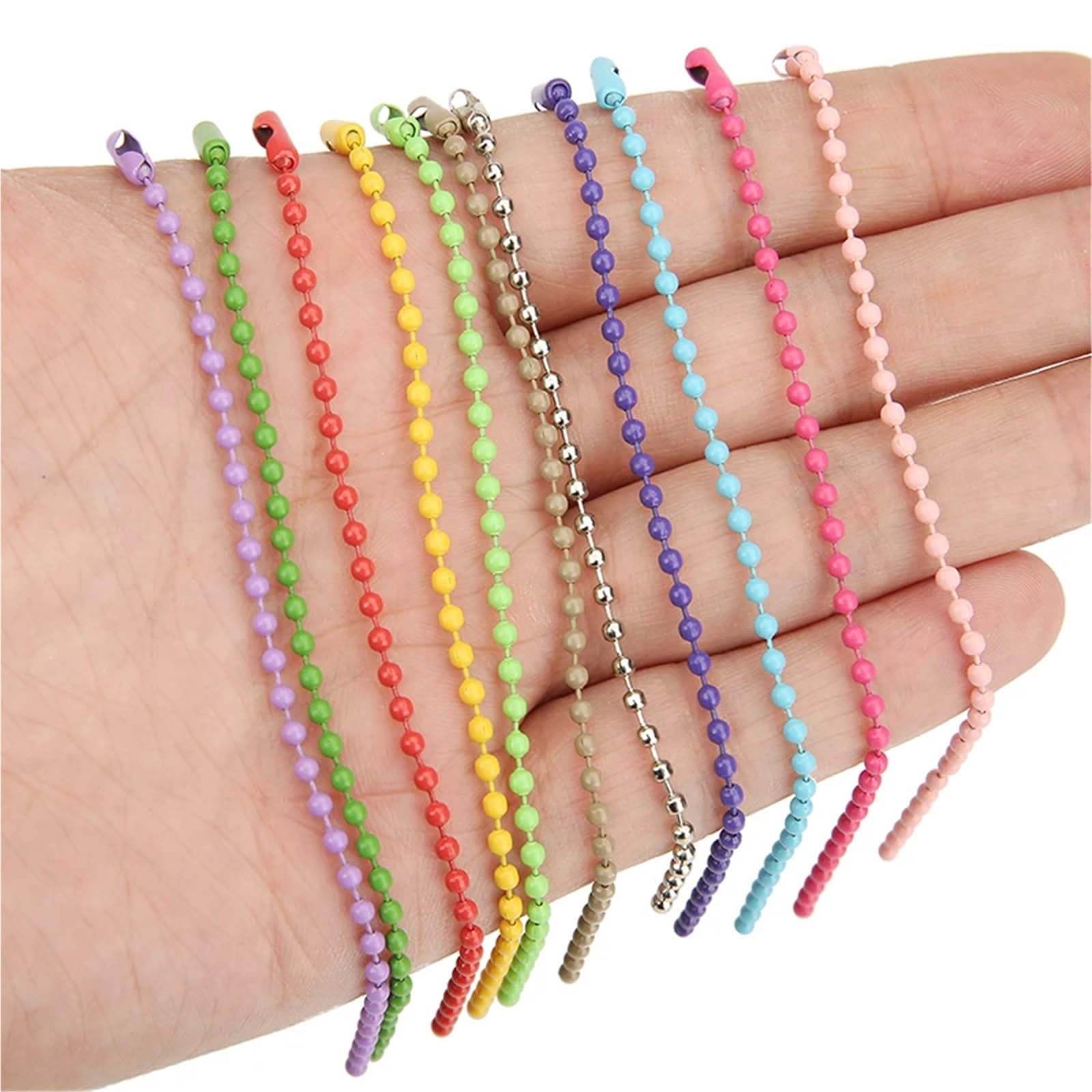 Łańcuszek kulkowy brelok 400 szt. Stop metali 12 cm łańcuszki z koralikami do klamry breloki wyrobu biżuterii(Color03)