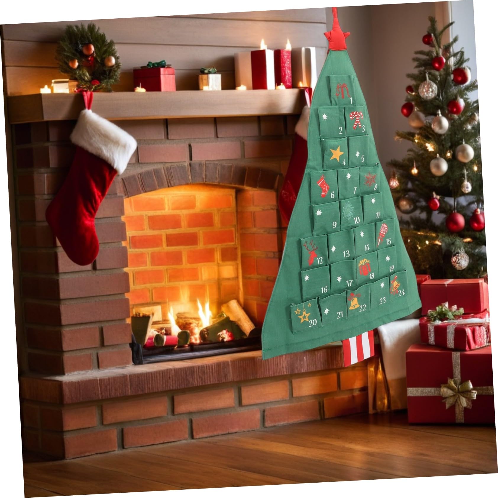 BESTYASH Leerer Adventskalender zum Befüllen Adventskalender mit Aufbewahrungstasche Countdown bis Weihnachten für Junge Mädchen Wiederverwendbar Saisonaler Wandbehang