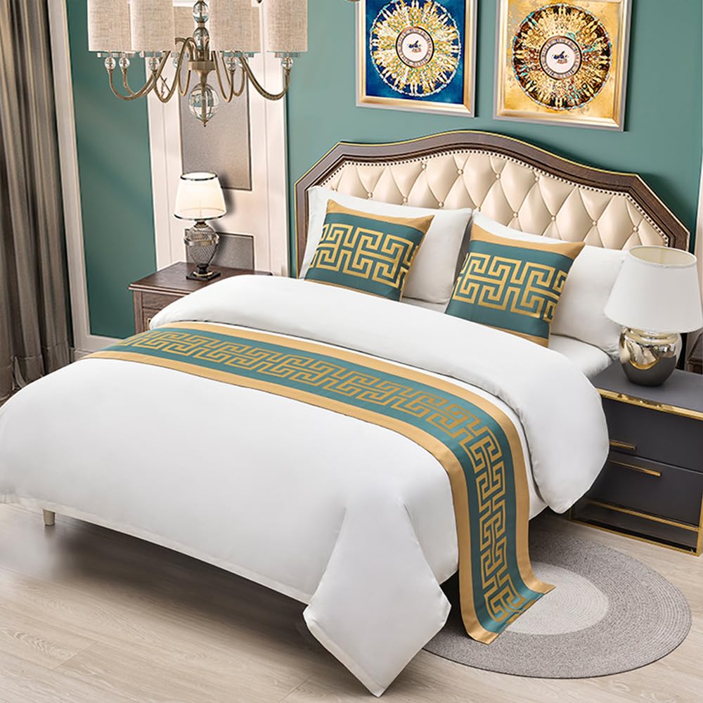 QRGMKL Luxury Bed Runners and Matching Cushions Modern Bed Runner for Foot of Bed European Style Bed Scarf Bedspreads Coverlets for Bedroom Hotel Bedding Decorations -A||160X50cm for 1m Bed
