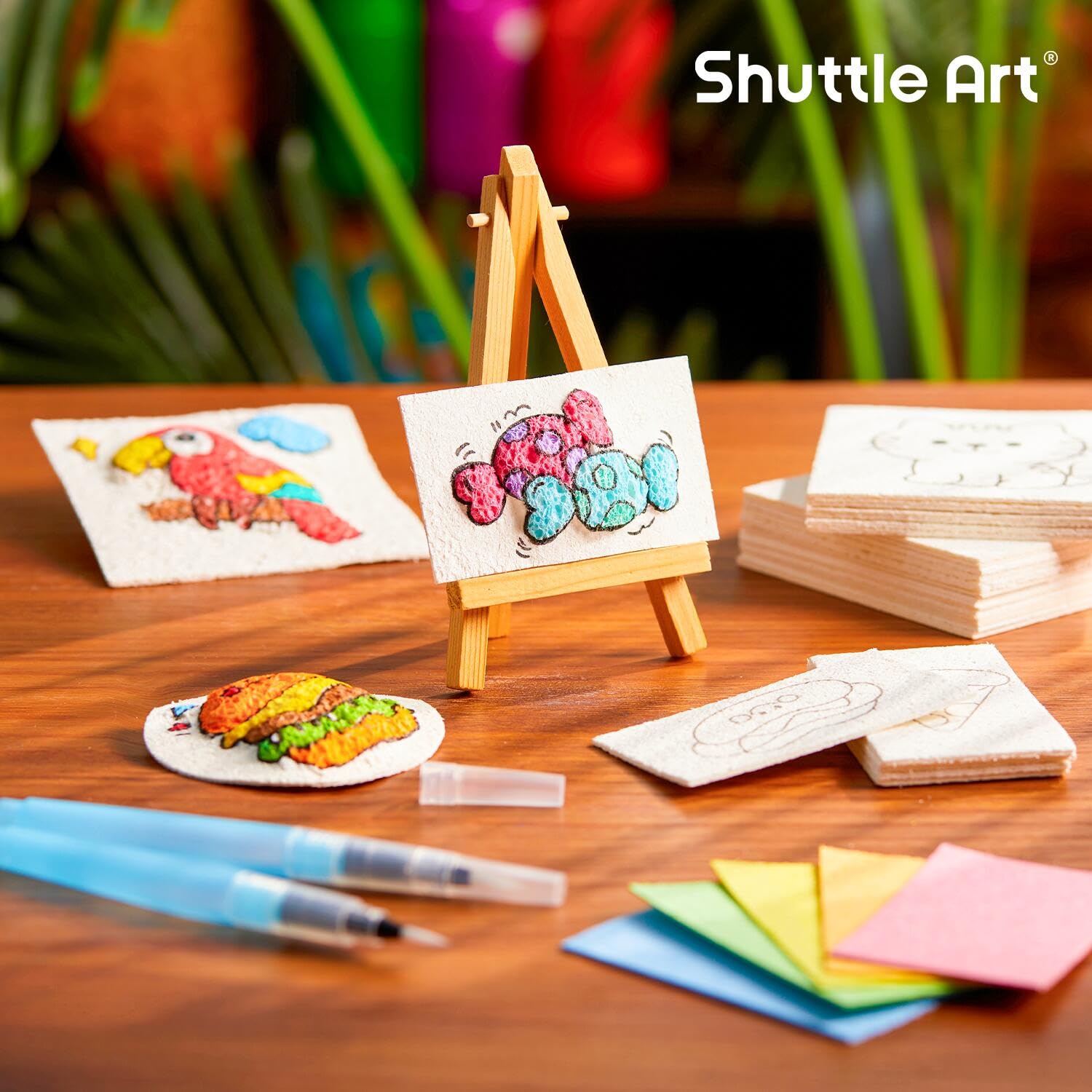 Shuttle Art Kit di Pittura Magica Gonfiabile da 66 Pezzi, Kit di Pittura Magica 3D con Spugna e Texture con 60 Fogli di Carta Spugna, Set di Pittura per Adulti, Bambini 6-12, Artisti, Kit di Pittura