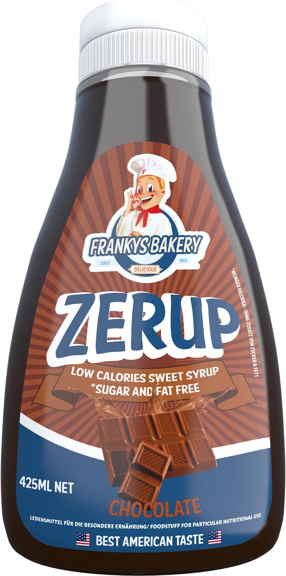 Frankys Bakery, American low calories syrup/dessert sauce ZerUP, sugar and fat-free, 425 ml