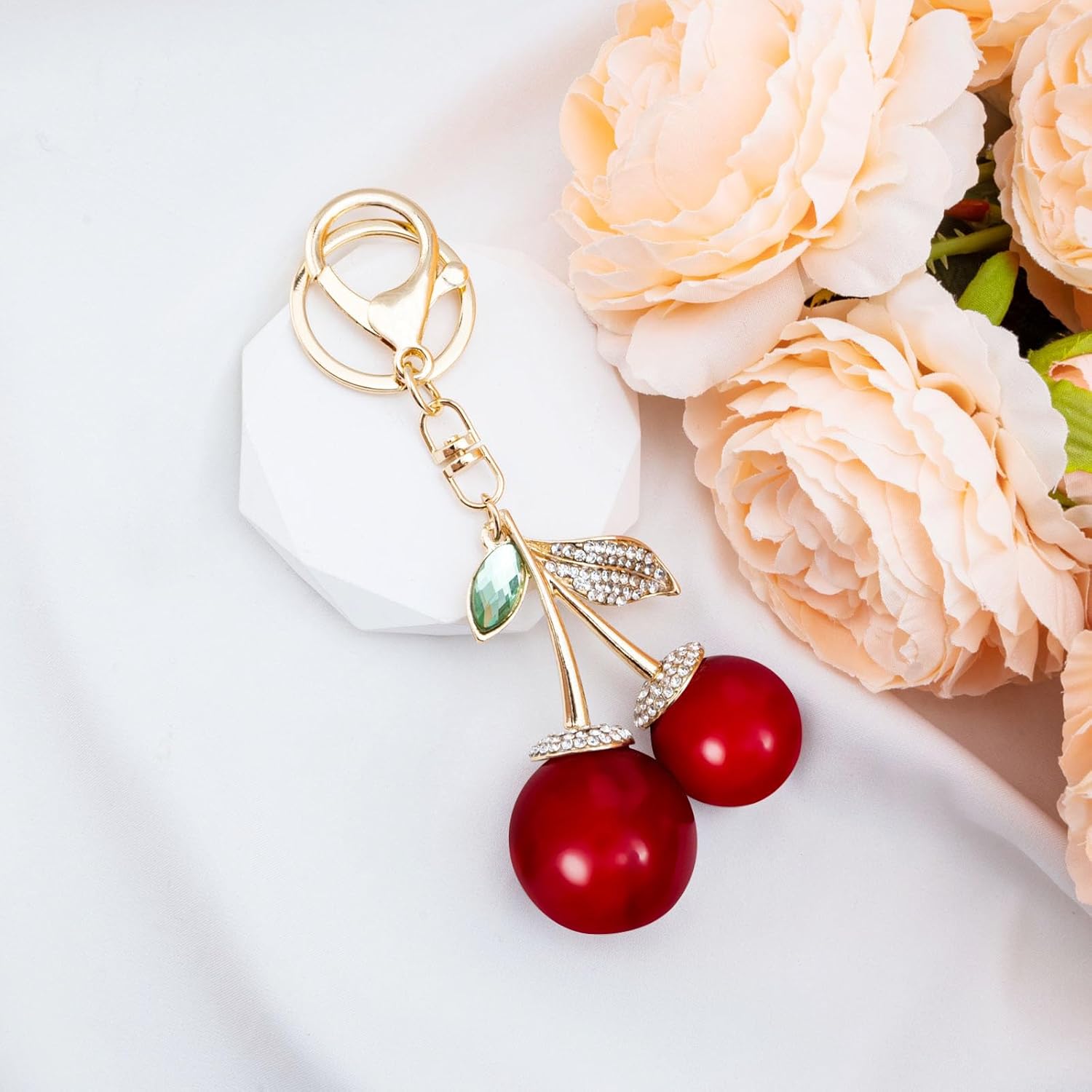 Keychain Cherry Bag Purse Charms For Handbags Accessories— Cherry Bag Charm For Women Cute Valentines Day Gifts - Image 4