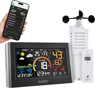 La Crosse Technology V21-WTH WiFi Wireless Weather Station with Wind Speed, Rain, Temp & Humidity Sensors - App Remote Monitoring