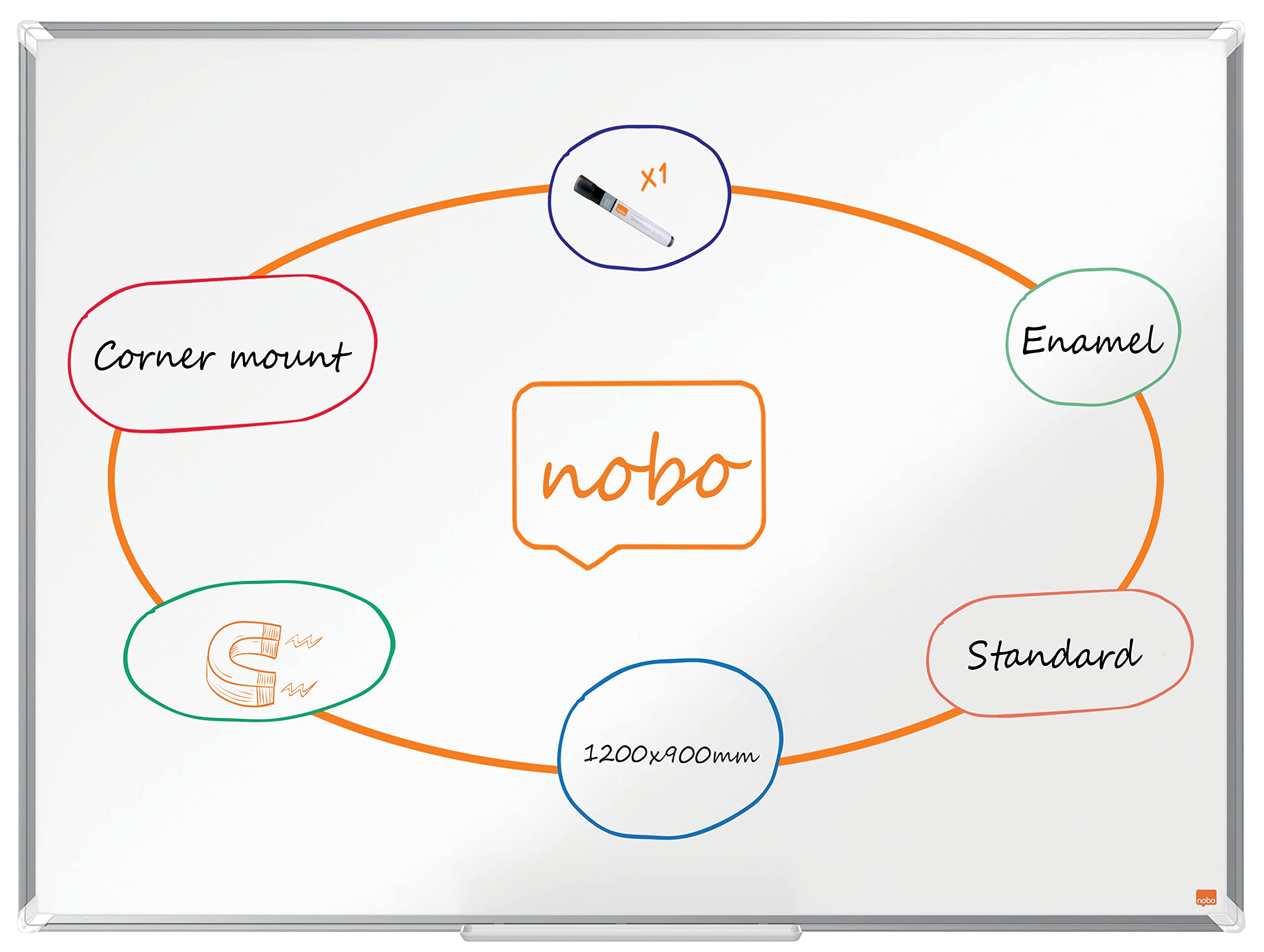 Nobo Premium Plus Enamel Magnetic Whiteboard 1200x900mm 1915145
