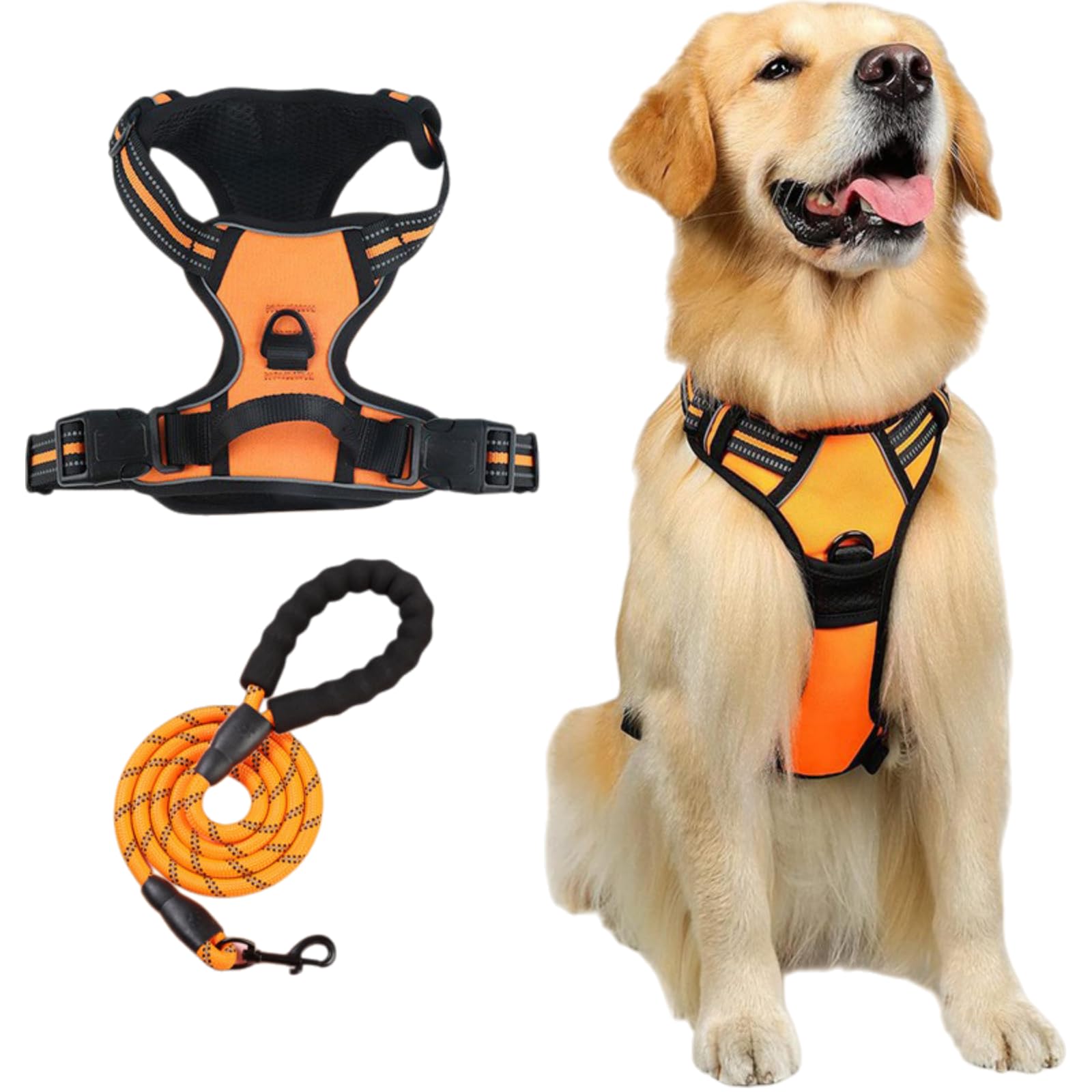PawSafe No Pull Dog Harness-Adjustable soft dog harness, allowing control without pulling, suitable for dogs (Orange,M)