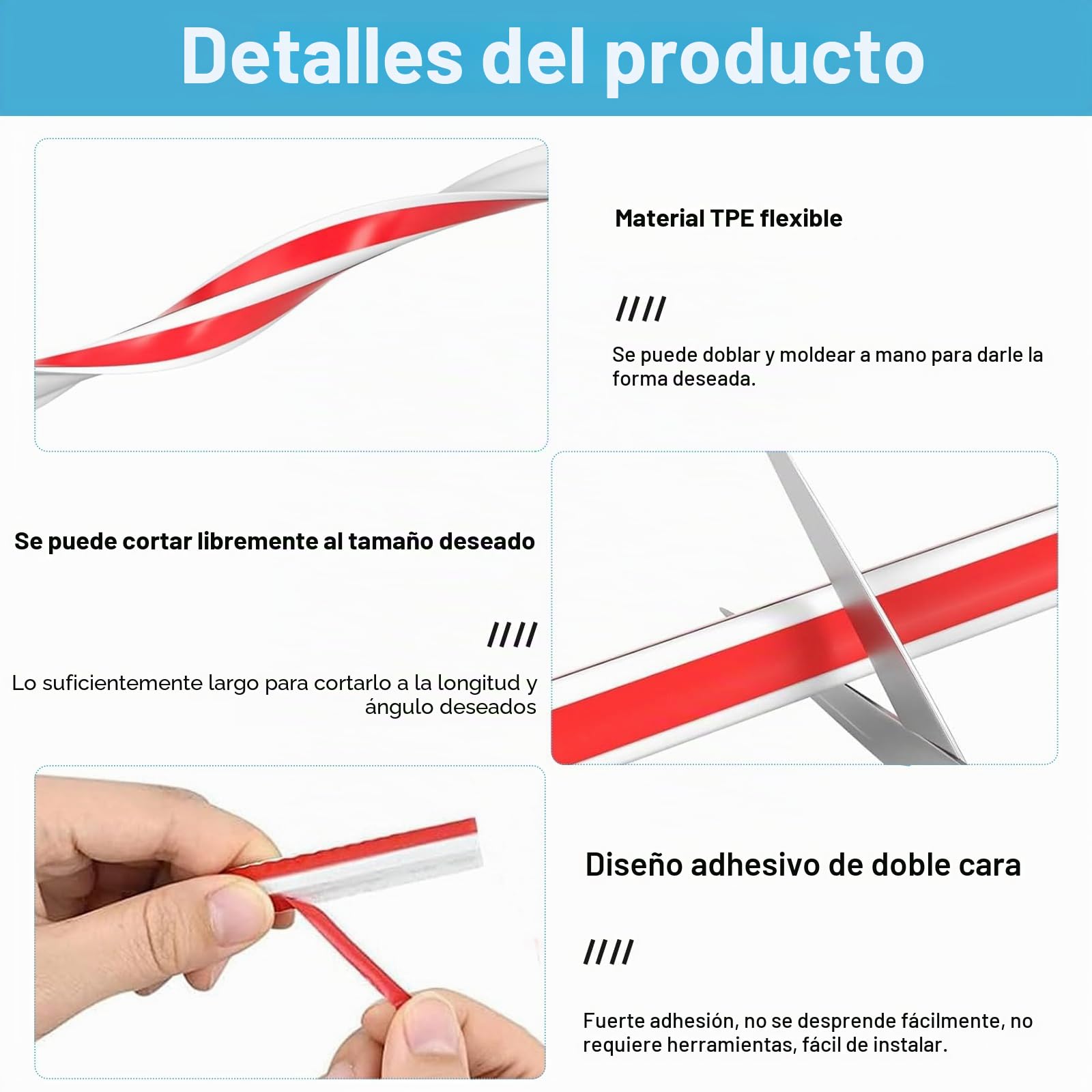 Molduras decorativas flexibles autoadhesivas para techo, 27 mm x 20 mm, de TPE, autoadhesivas, para bordes de pared, azulejos