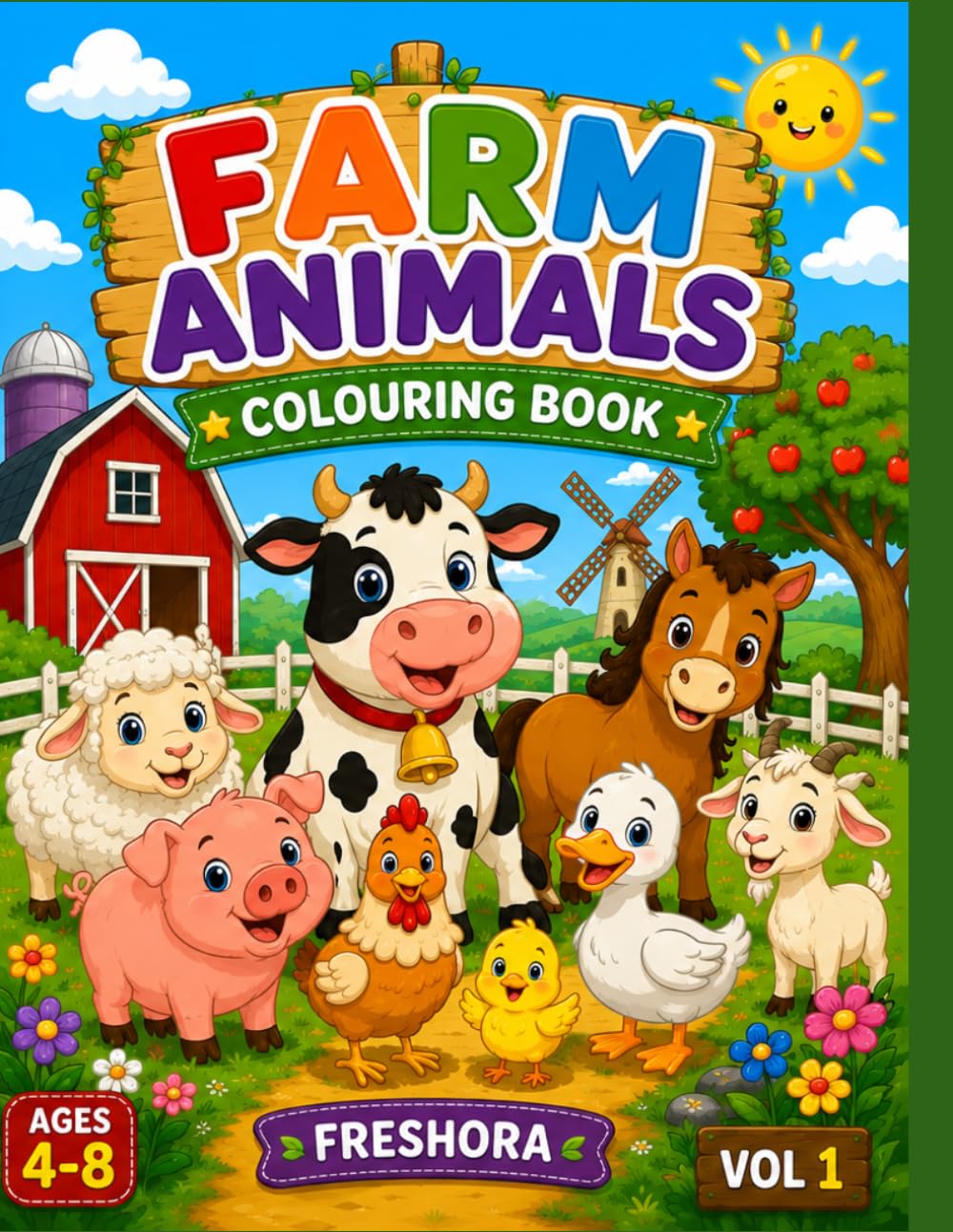 Farm Animals Colouring Book: Fun Farm Animal Coloring Pages for Kids Ages 4-8