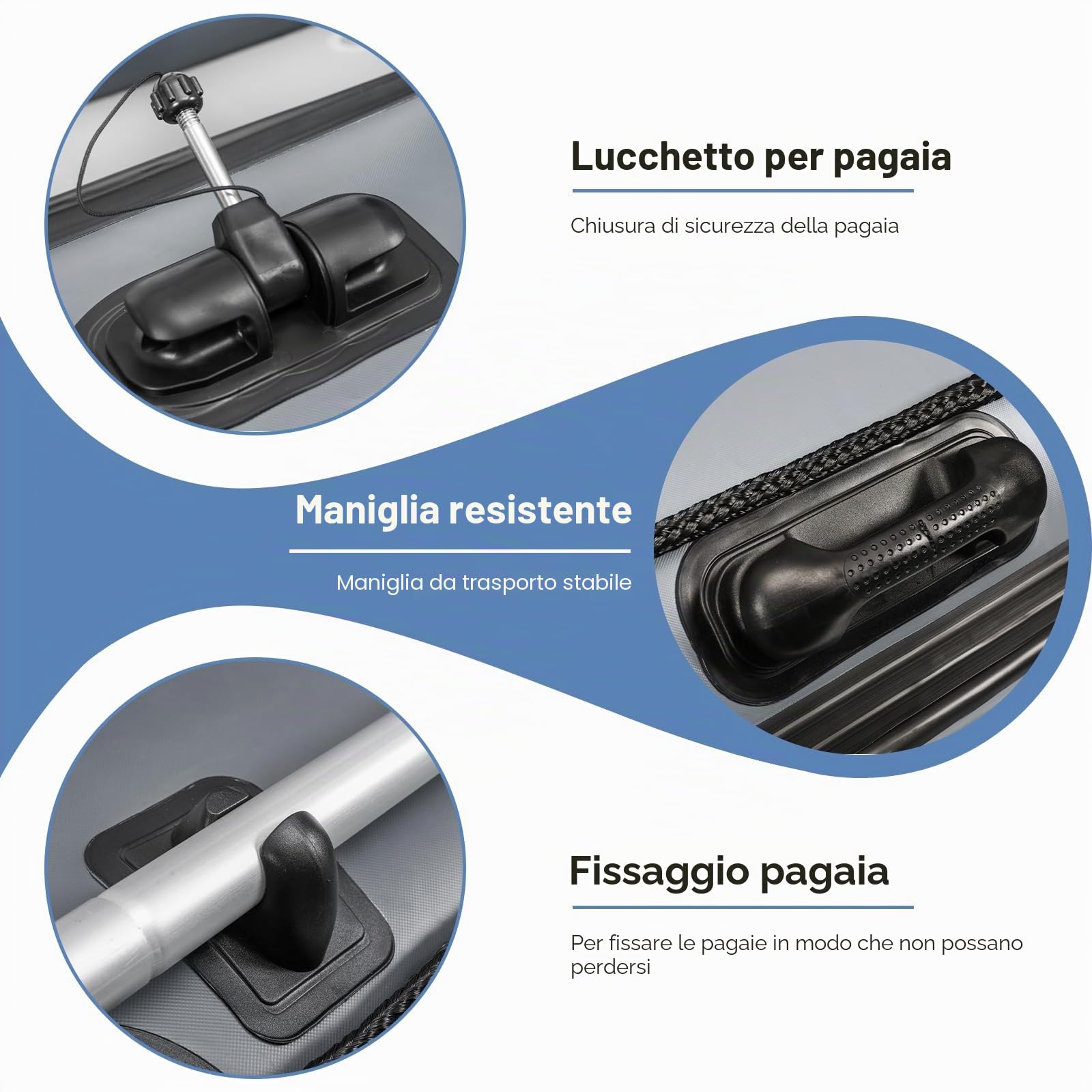Barca sportiva professionale, gommone per pescatore, NEXX 330 cm con fondo in gomma - Canotto da pesca con borsa da trasporto, grigio chiaro - incl. 2 remi e kit di riparazione