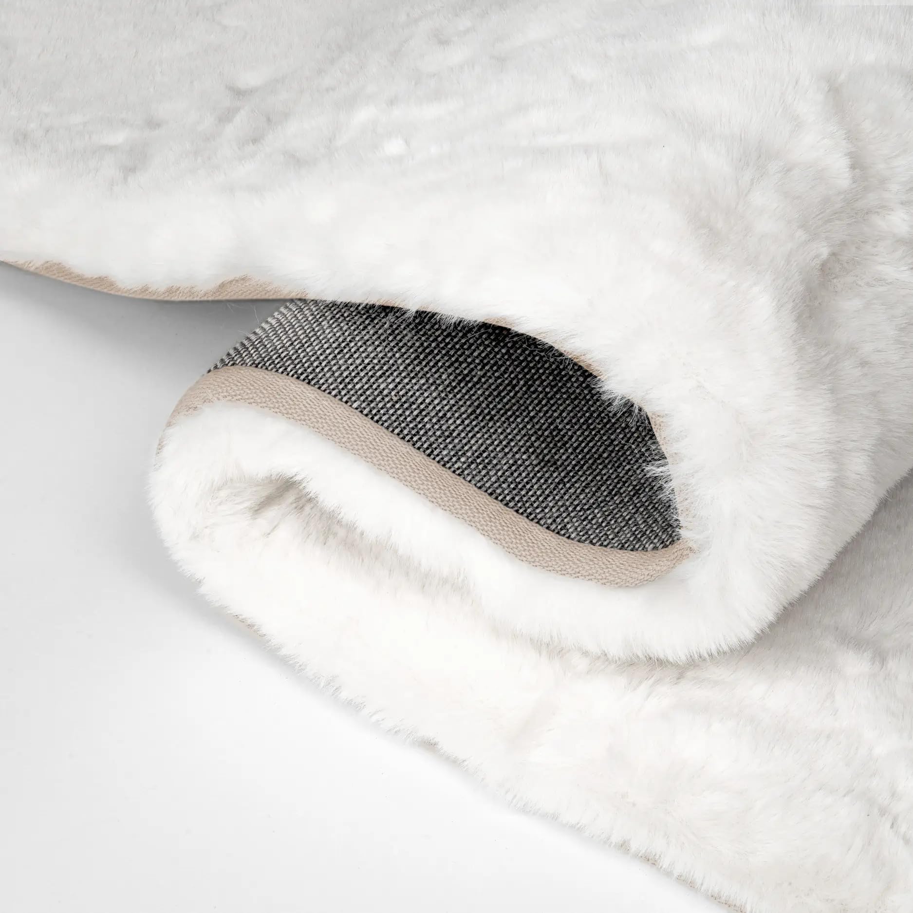 Tappeto shaggy rotondo Ø170 cm bianco Dave - in pelliccia sintetica a pelo lungo - Soffice a pelo lungo per soggiorno, camera da letto e cameretta